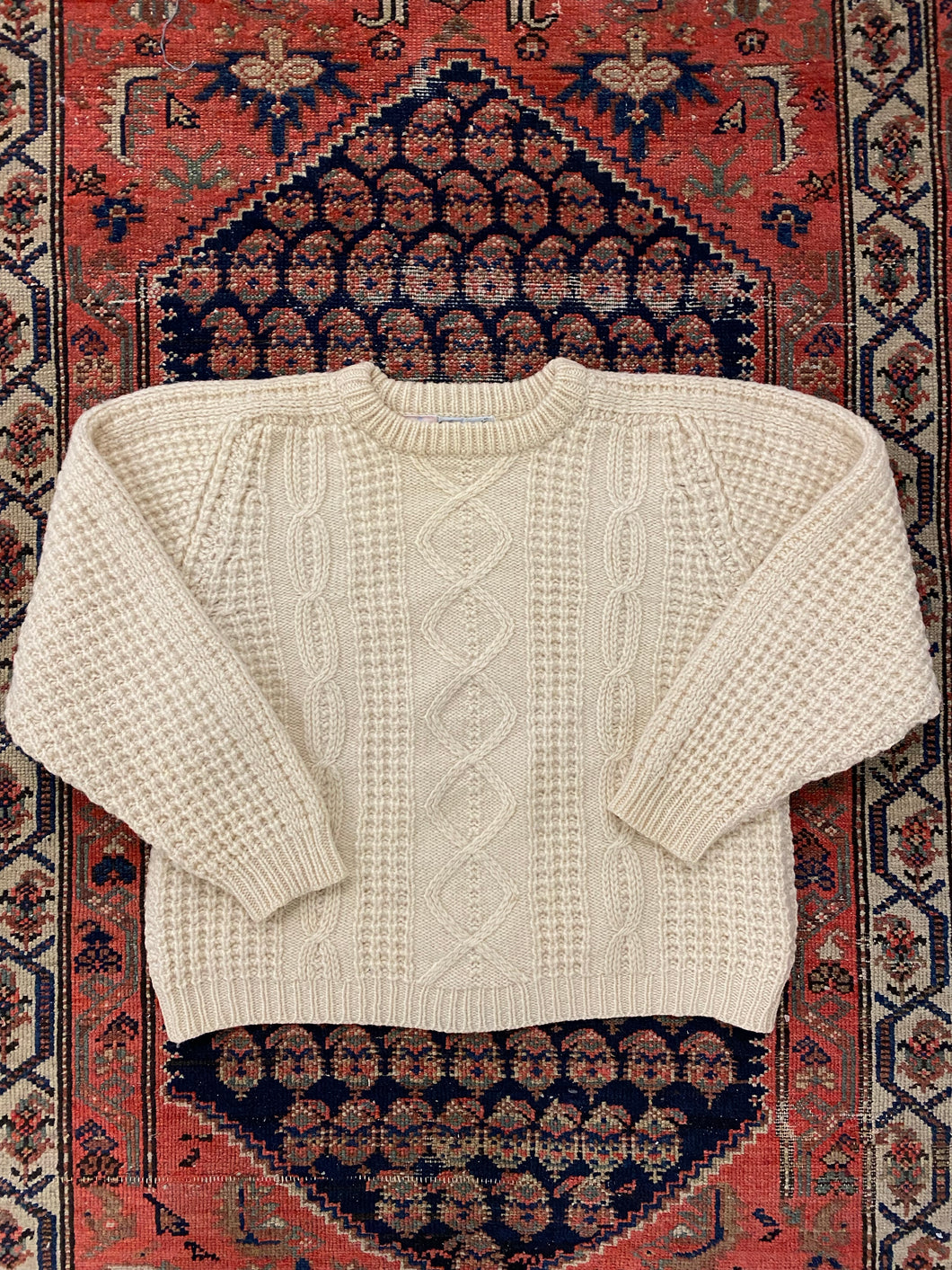 Vintage Wool Cable Knit Sweater - S