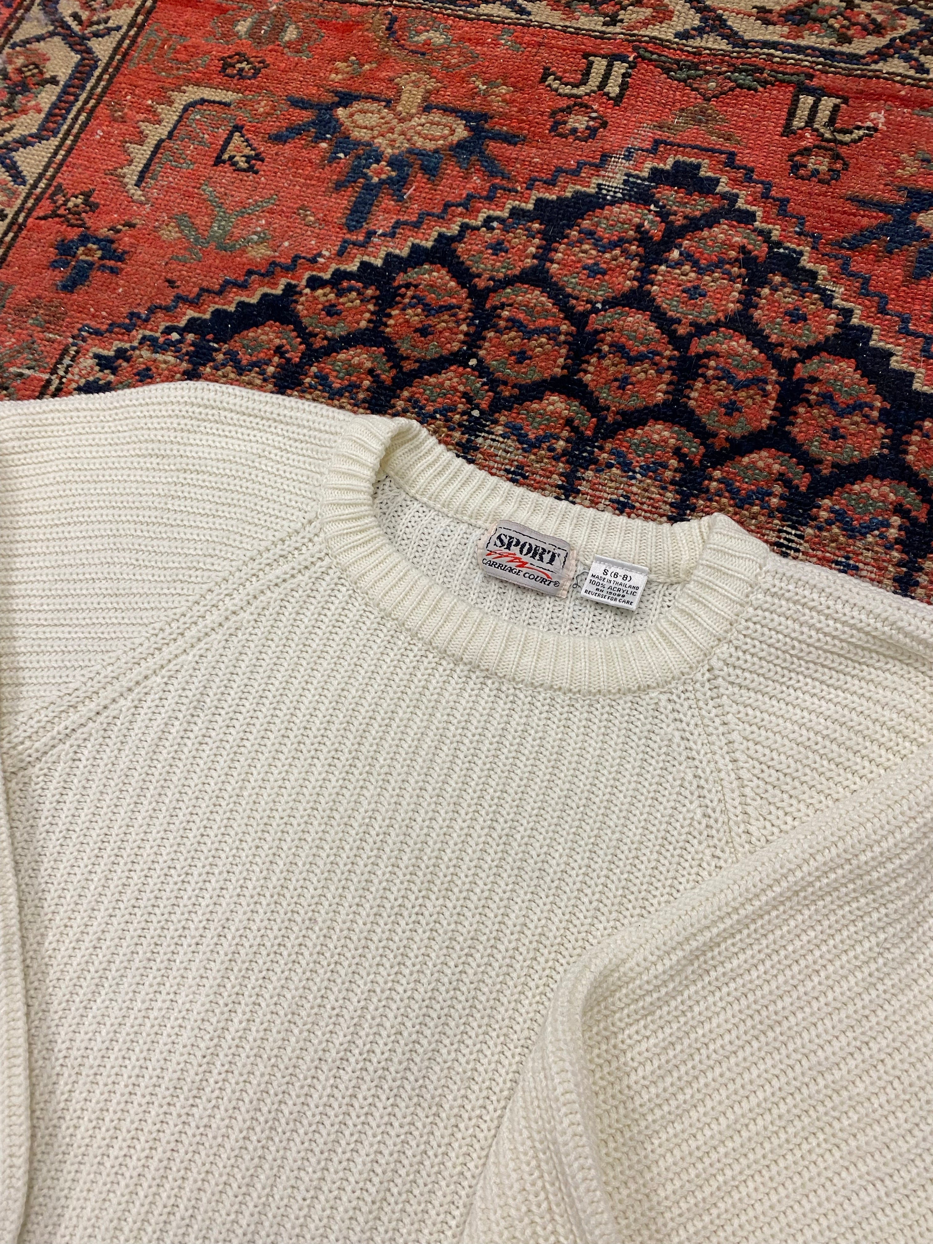 90s White Knit Sweater - S