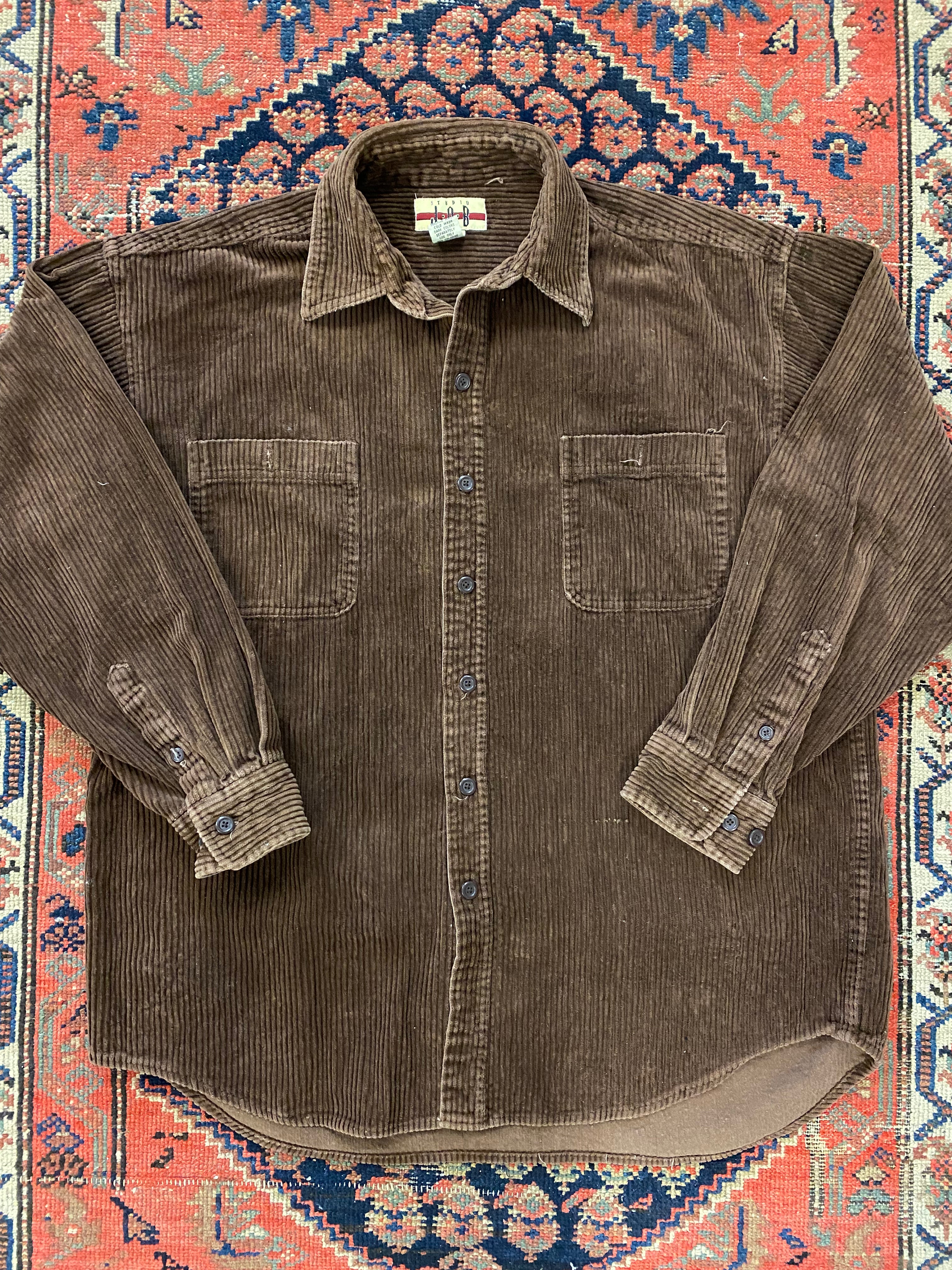 Vintage brown corduroy button up - L