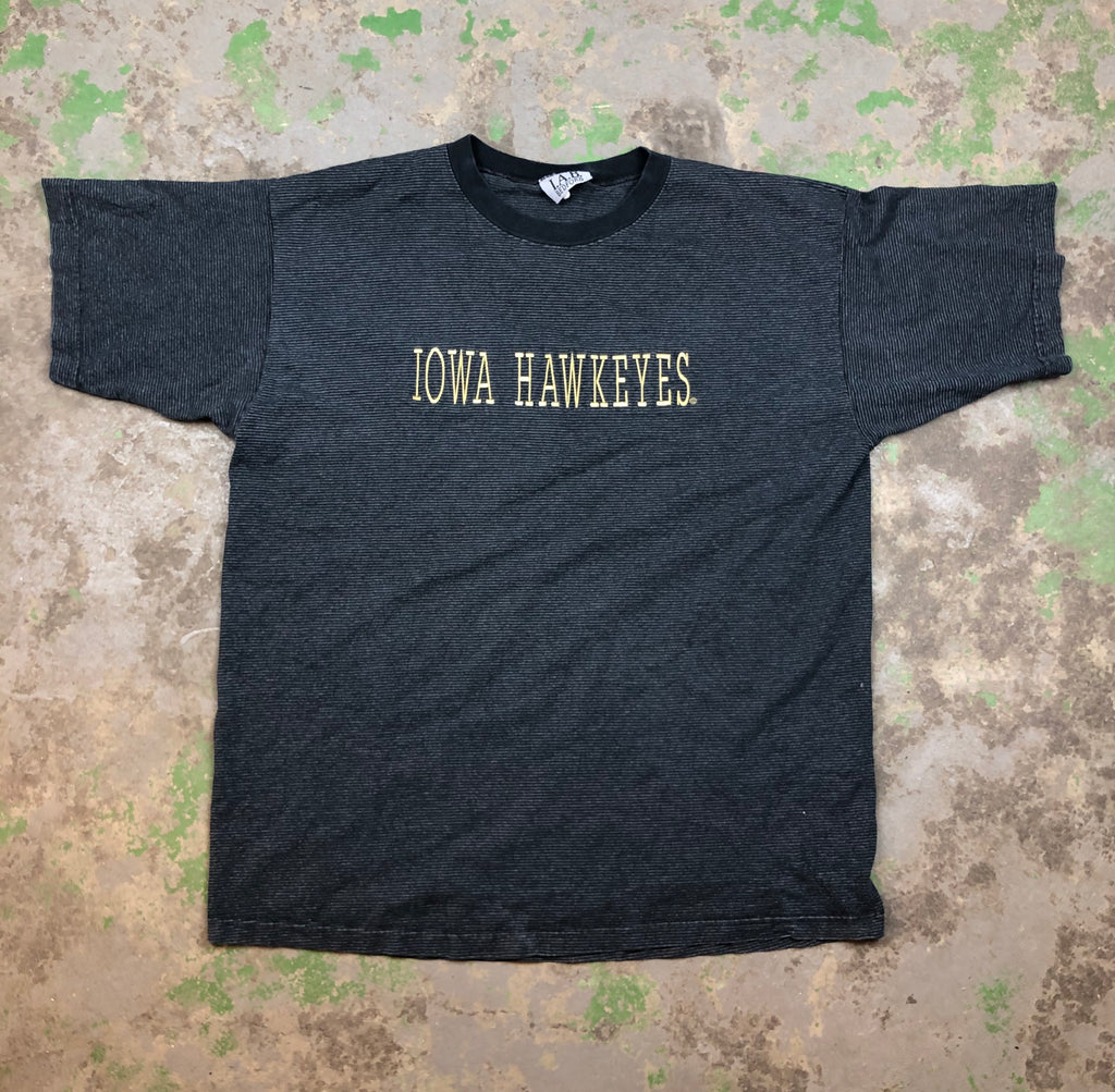 Embroidered striped Iowa hawks t shirt