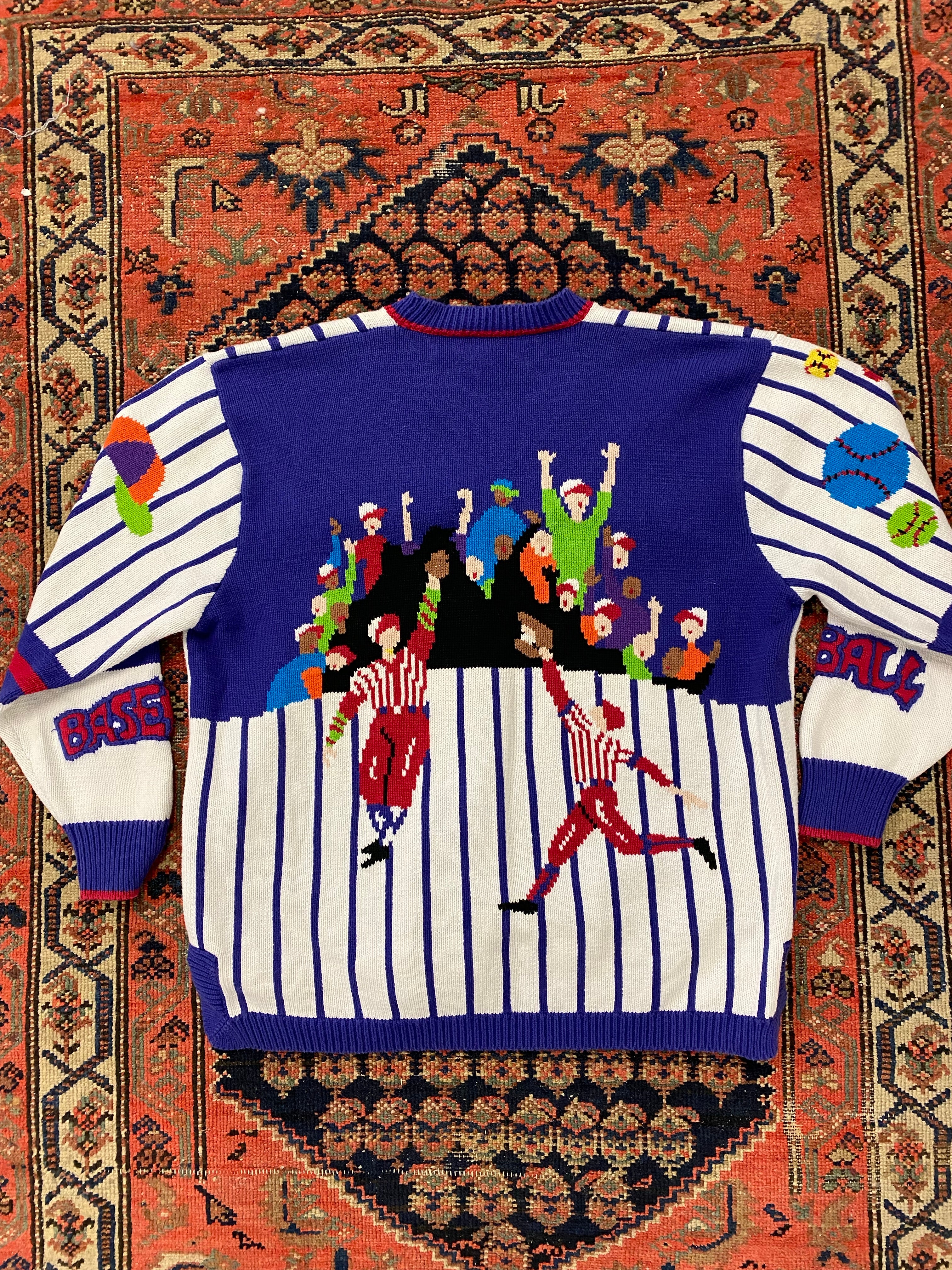 Vintage Baseball Knit Cardigan - L