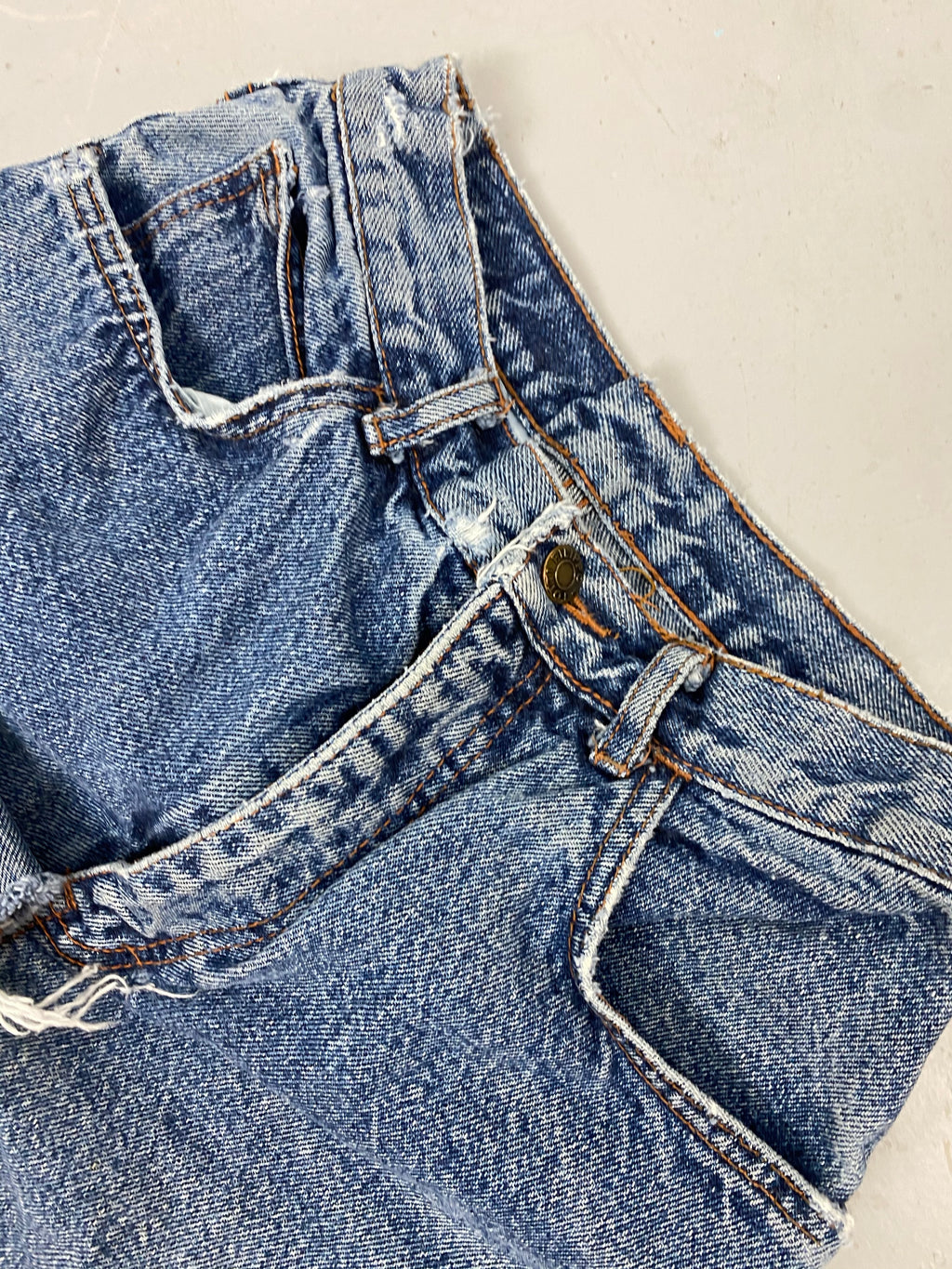 90s frayed high waisted denim shorts - 26in