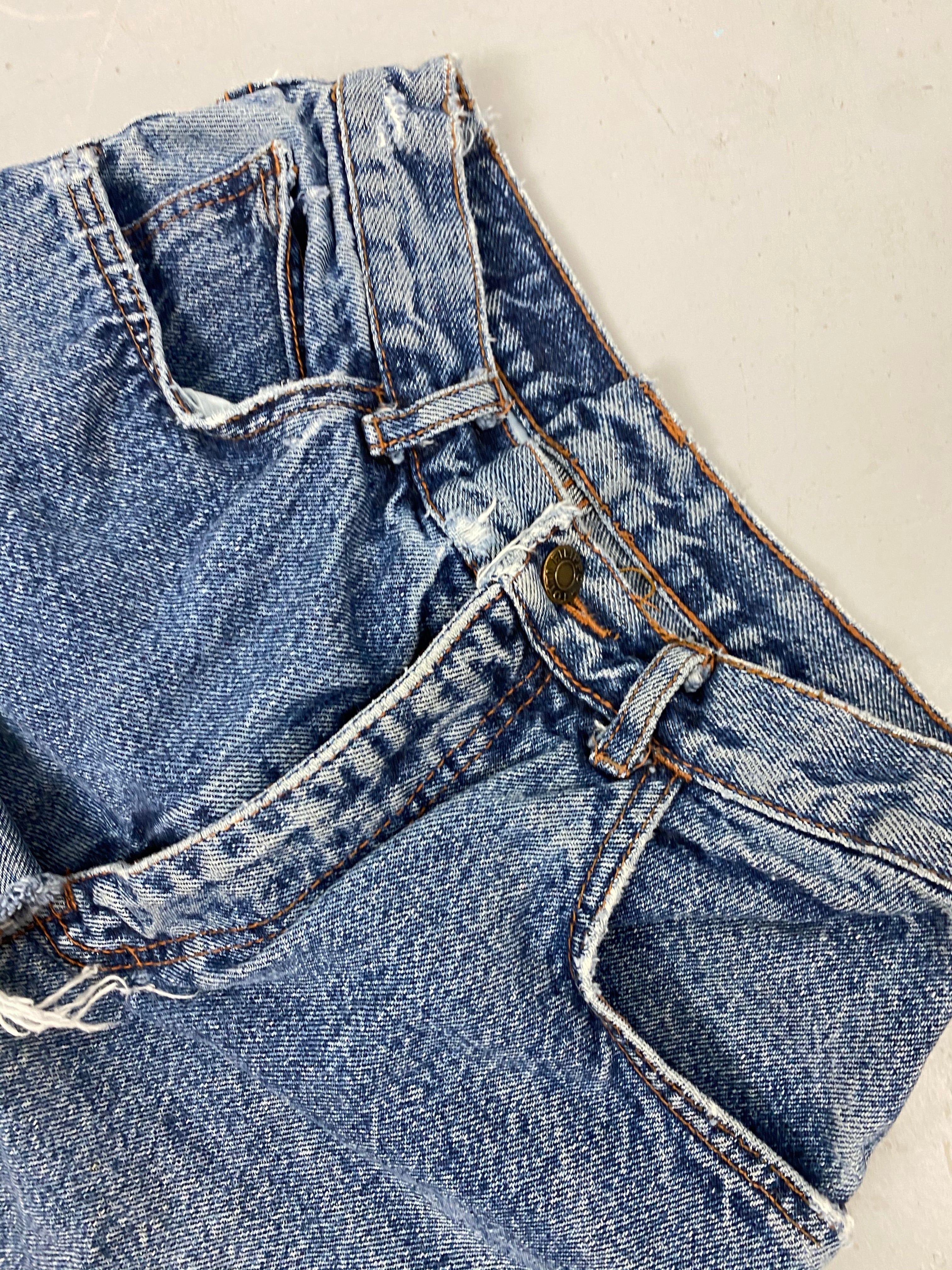90s frayed high waisted denim shorts - 26in
