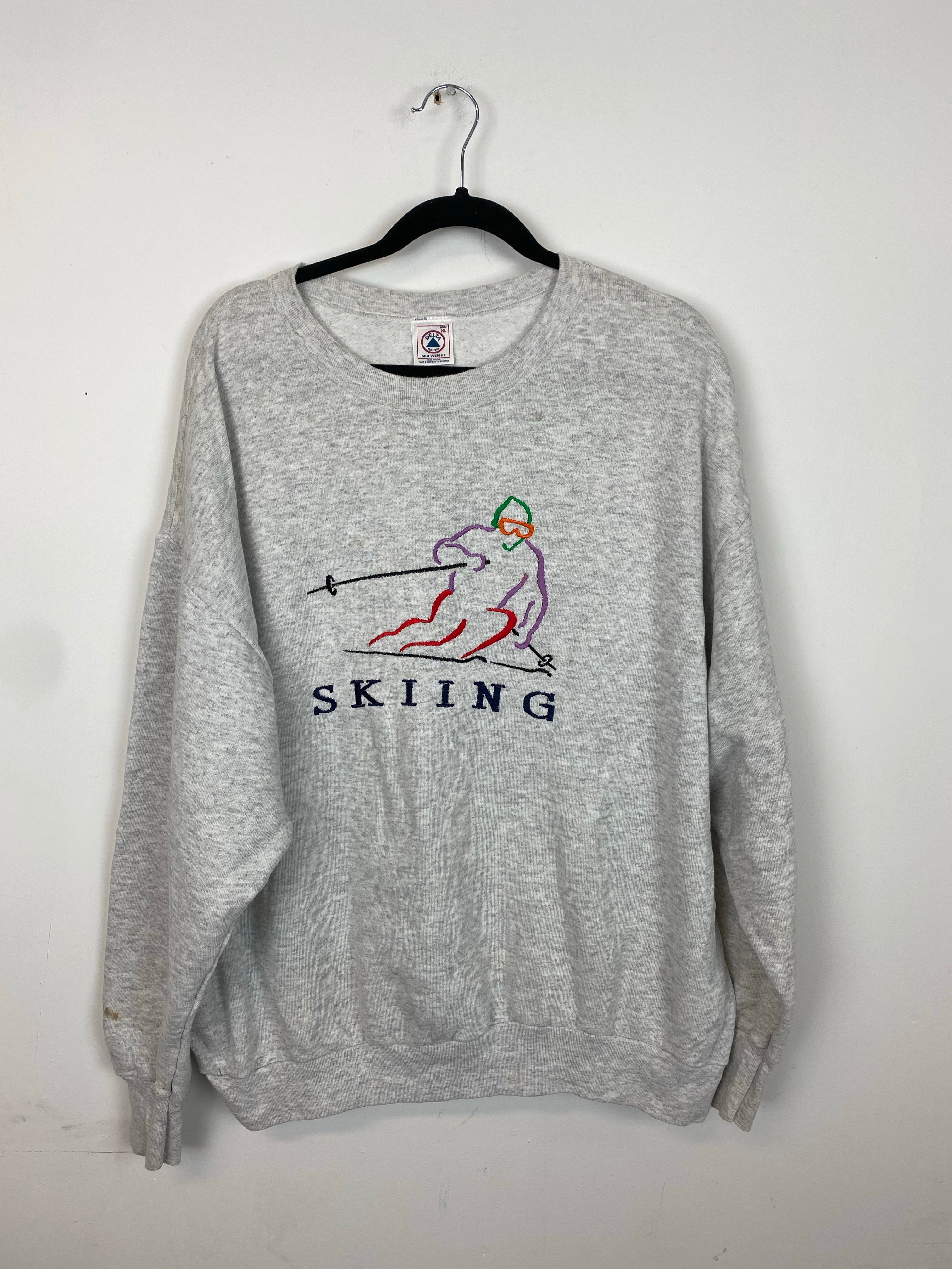 Vintage embroidered Skiing crewneck - L