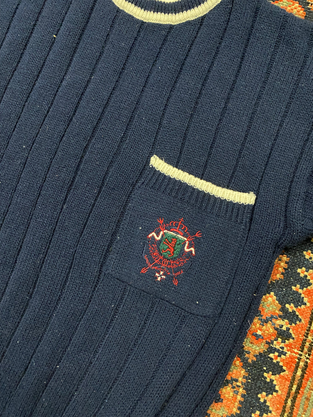 Vintage Pocket Knitted Sweater - WMNS - M