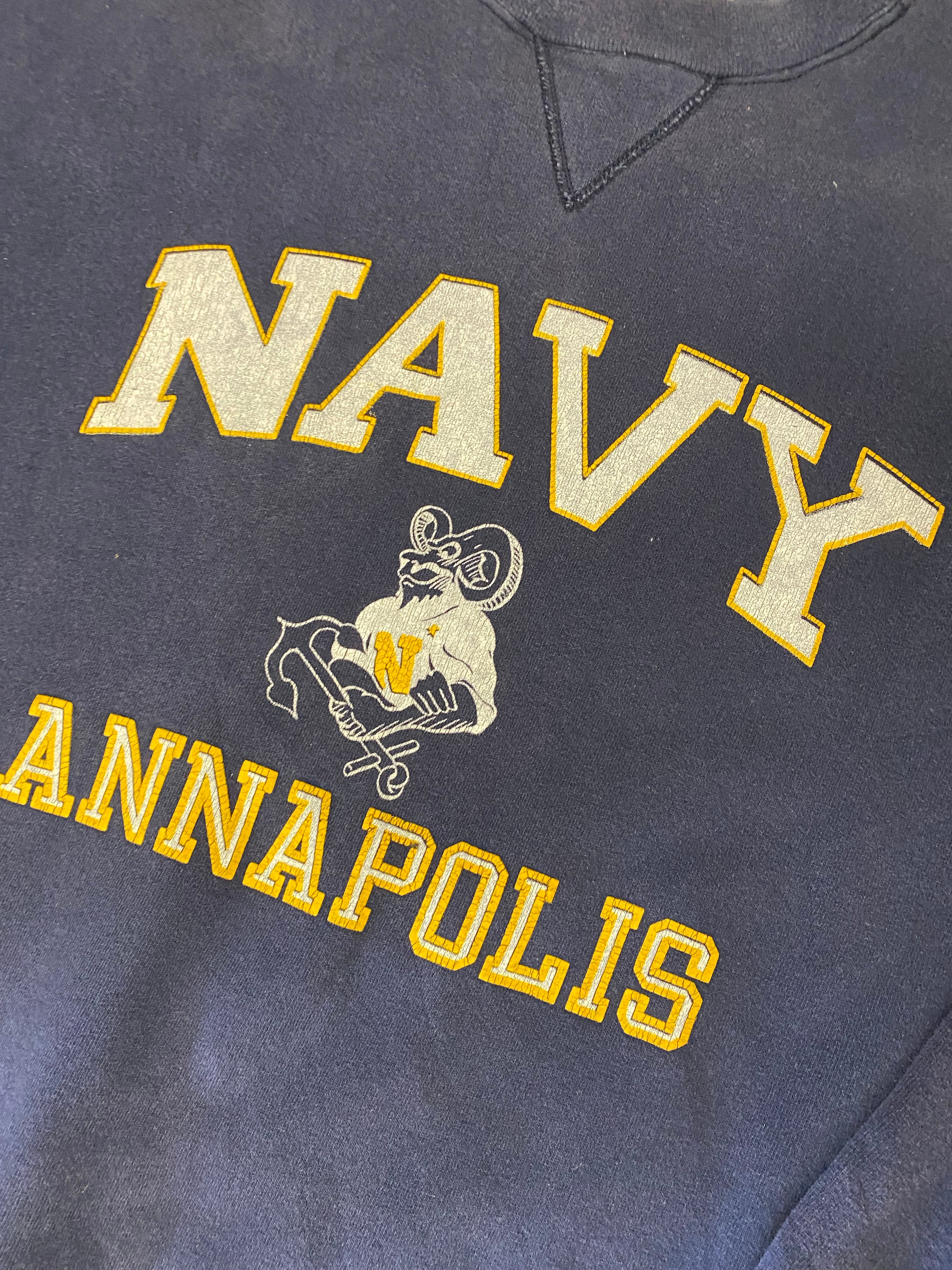 Vintage Navy Annapolis Varsity Crewneck - XL