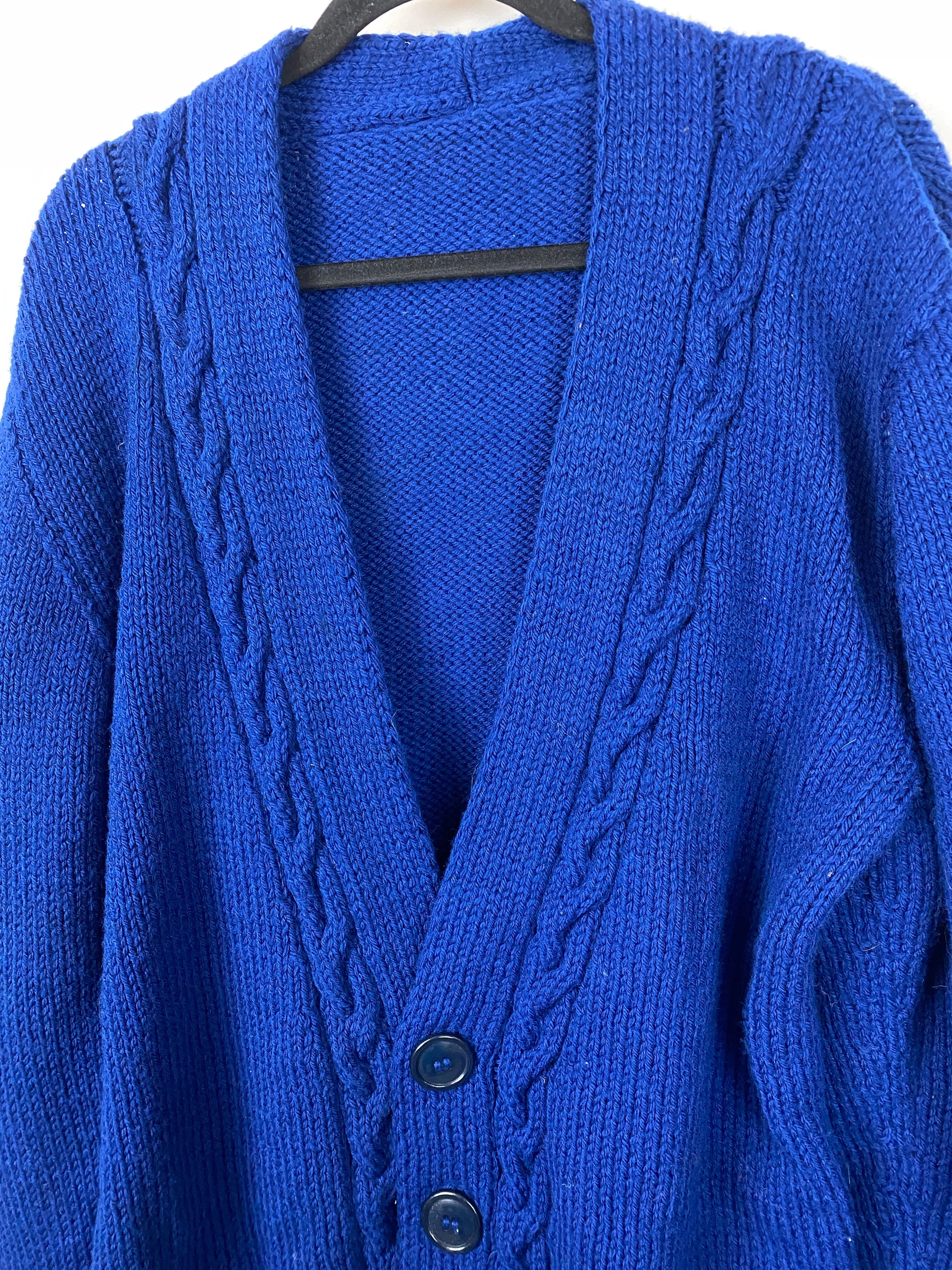 Vintage Blue Knit Cardigan - L
