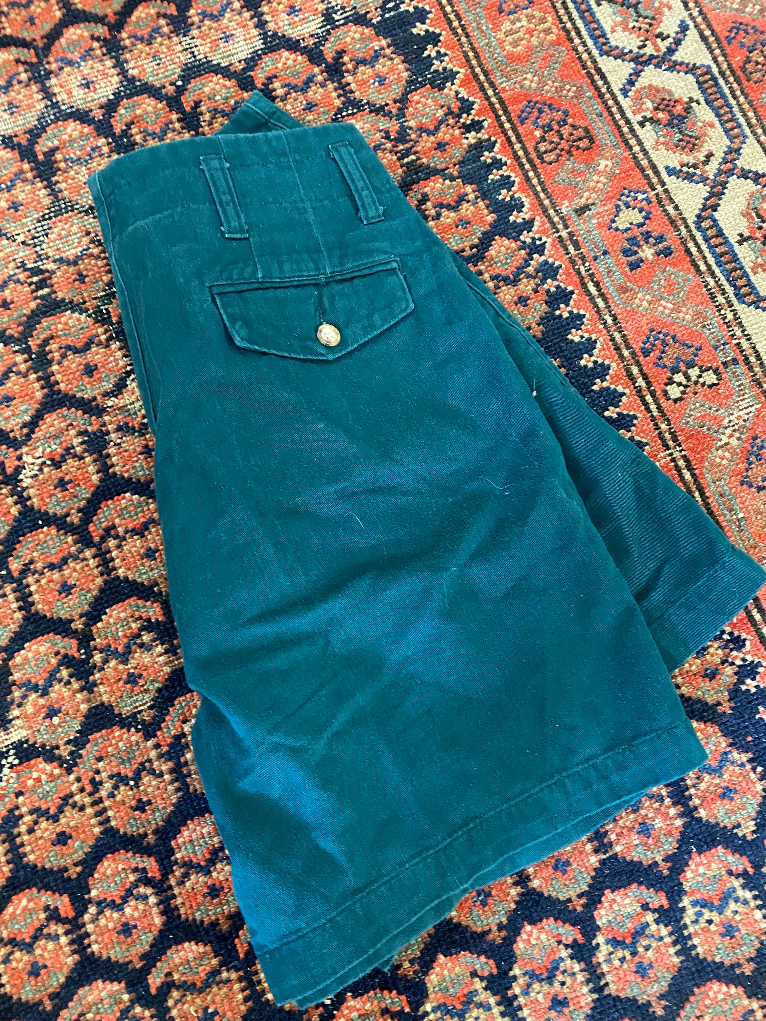 Vintage High Waisted Cotton Pleated Shorts - 29in