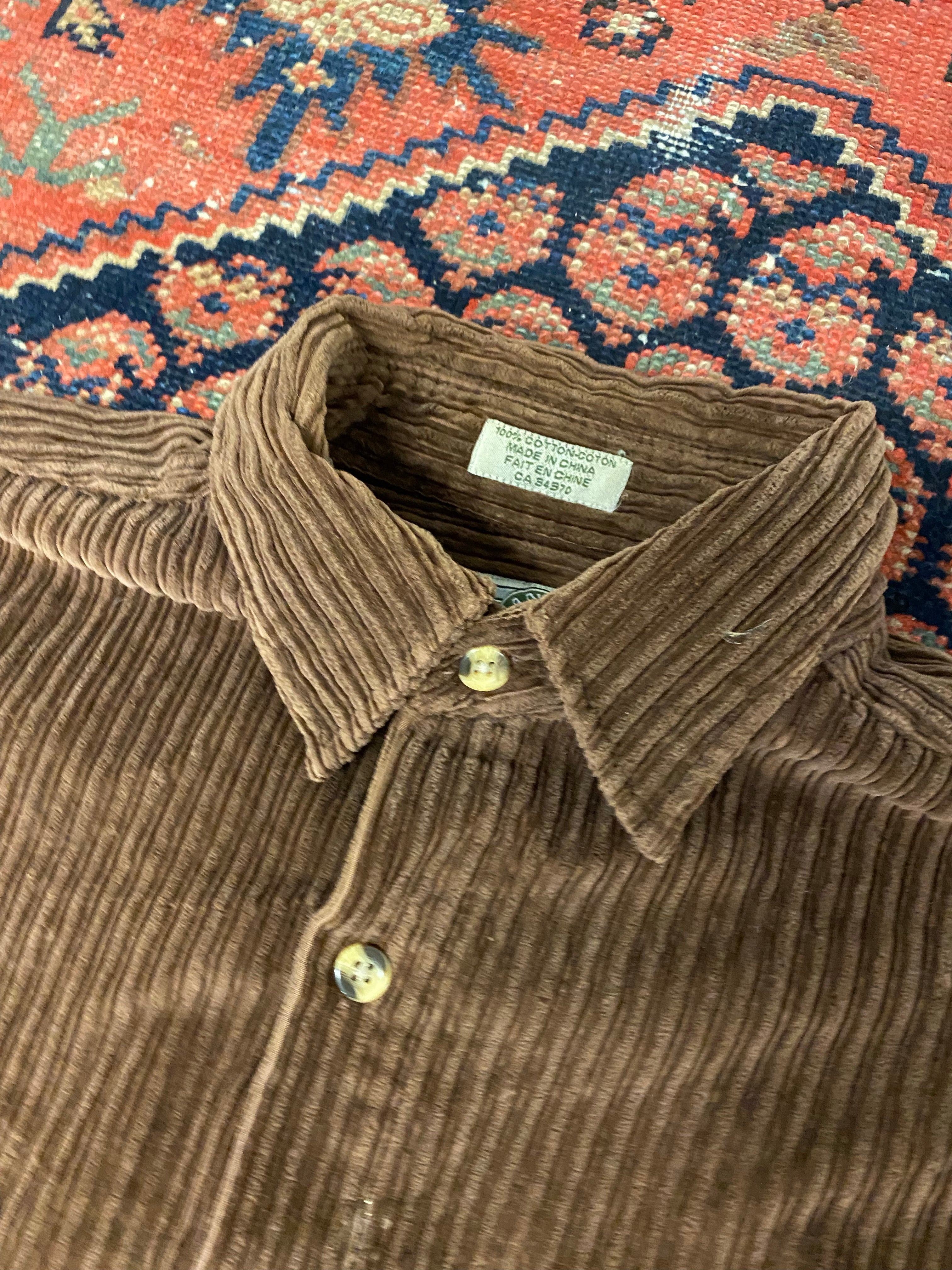 Vintage Thick Brown Corduroy Button Up - L