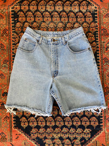 Vintage High Waisted Frayed Denim Shorts - 30in