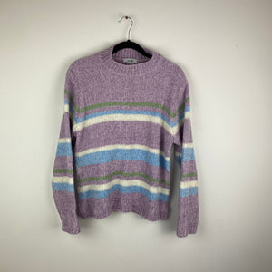 Fuzzy Mock Neck Knit Sweater - S