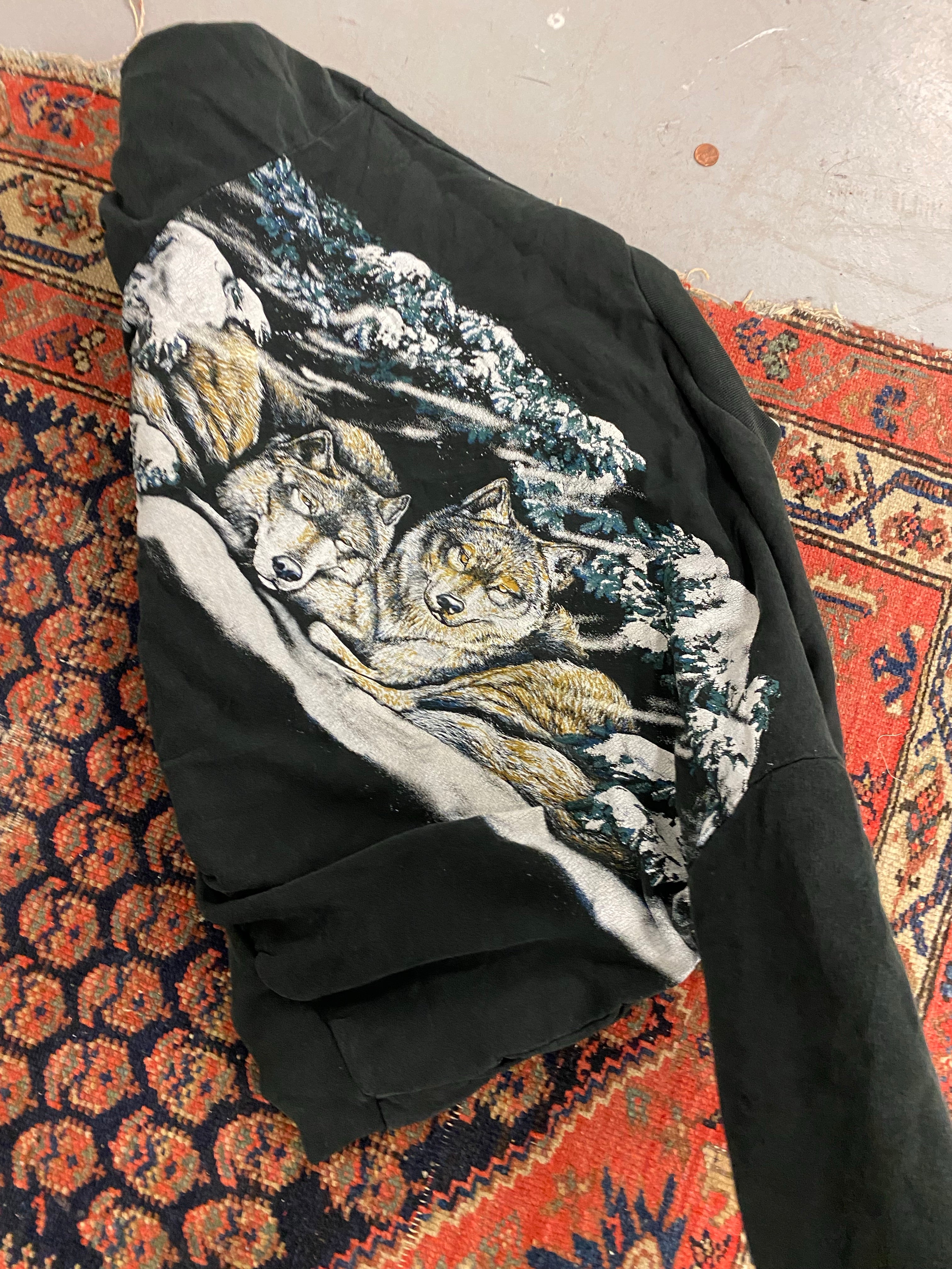 Vintage All Over Wolf Printed Crewneck - M