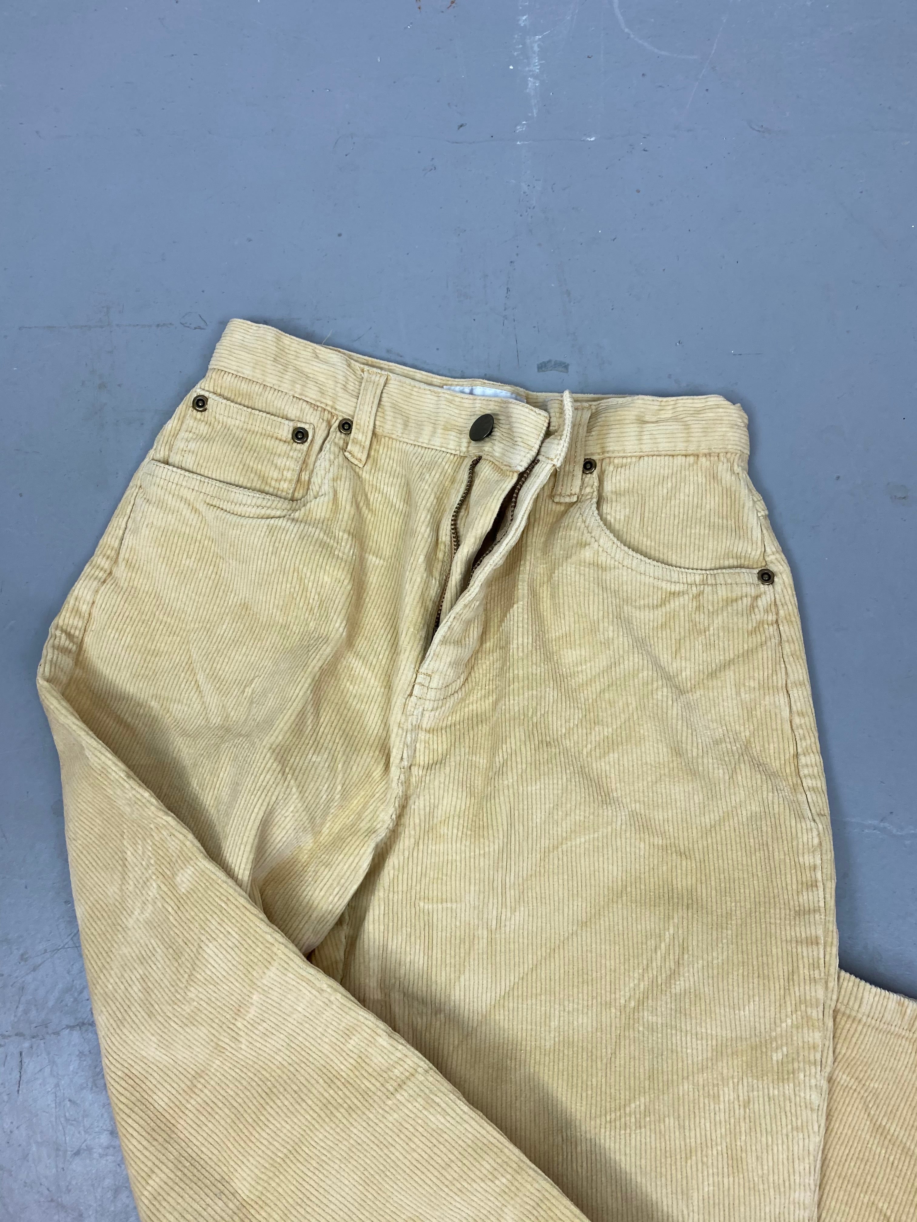 Yellow straight leg corduroy pants