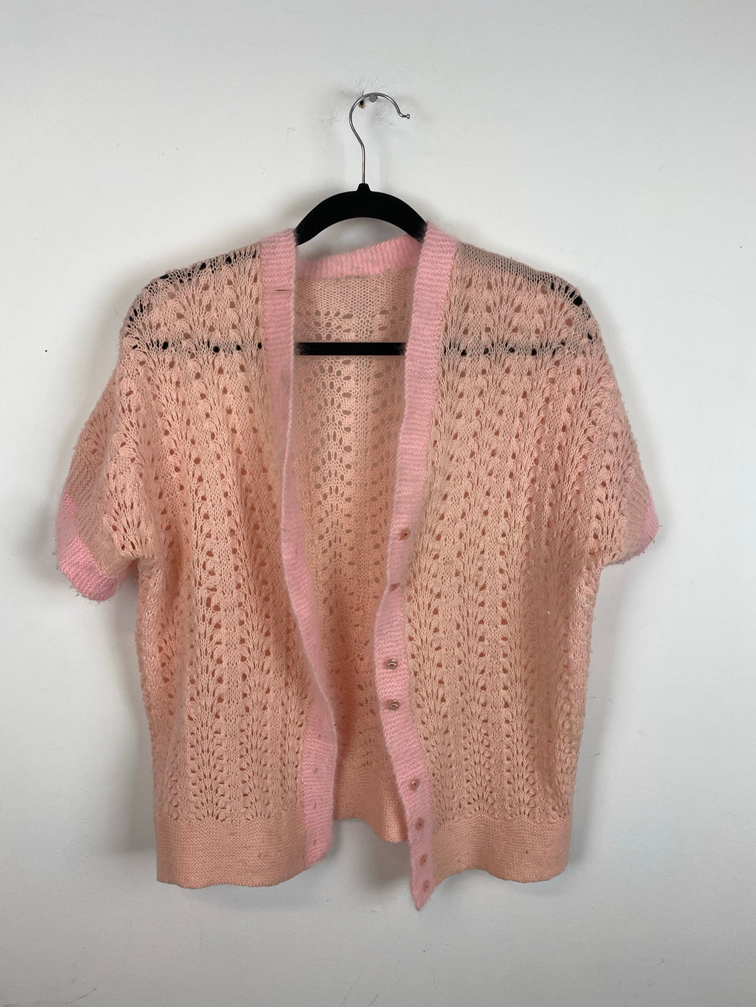 Vintage Pink front button knitted top - L