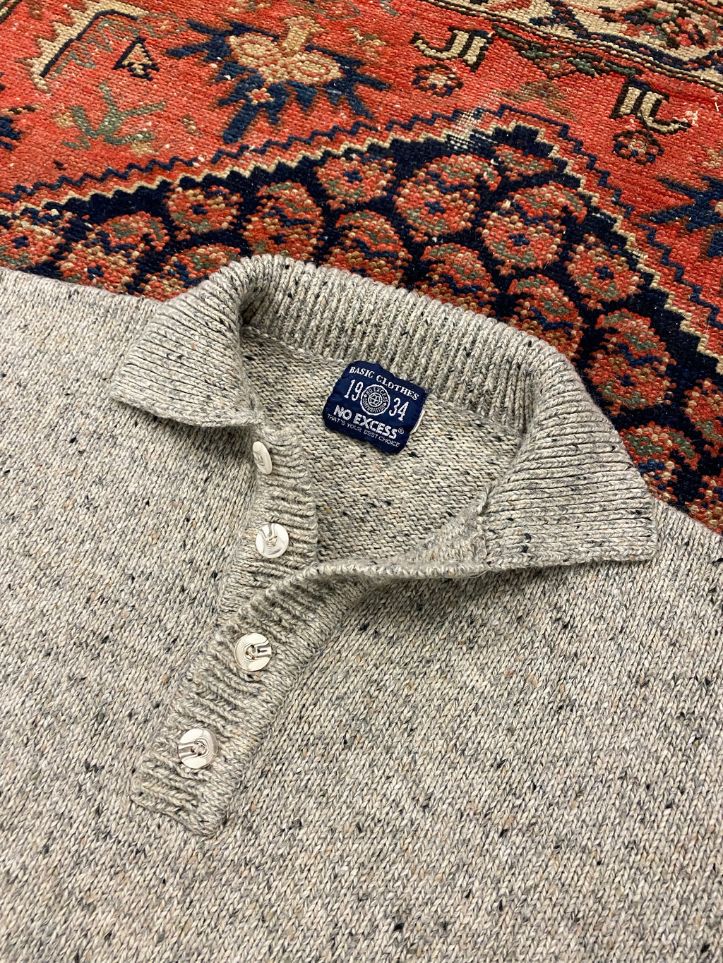 Vintage Collared Knit Sweater - L