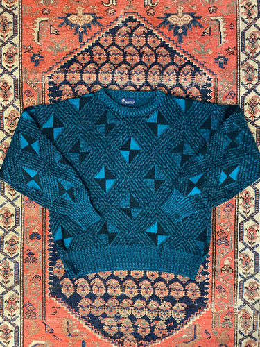 Vintage Patterned Knit Sweater - S