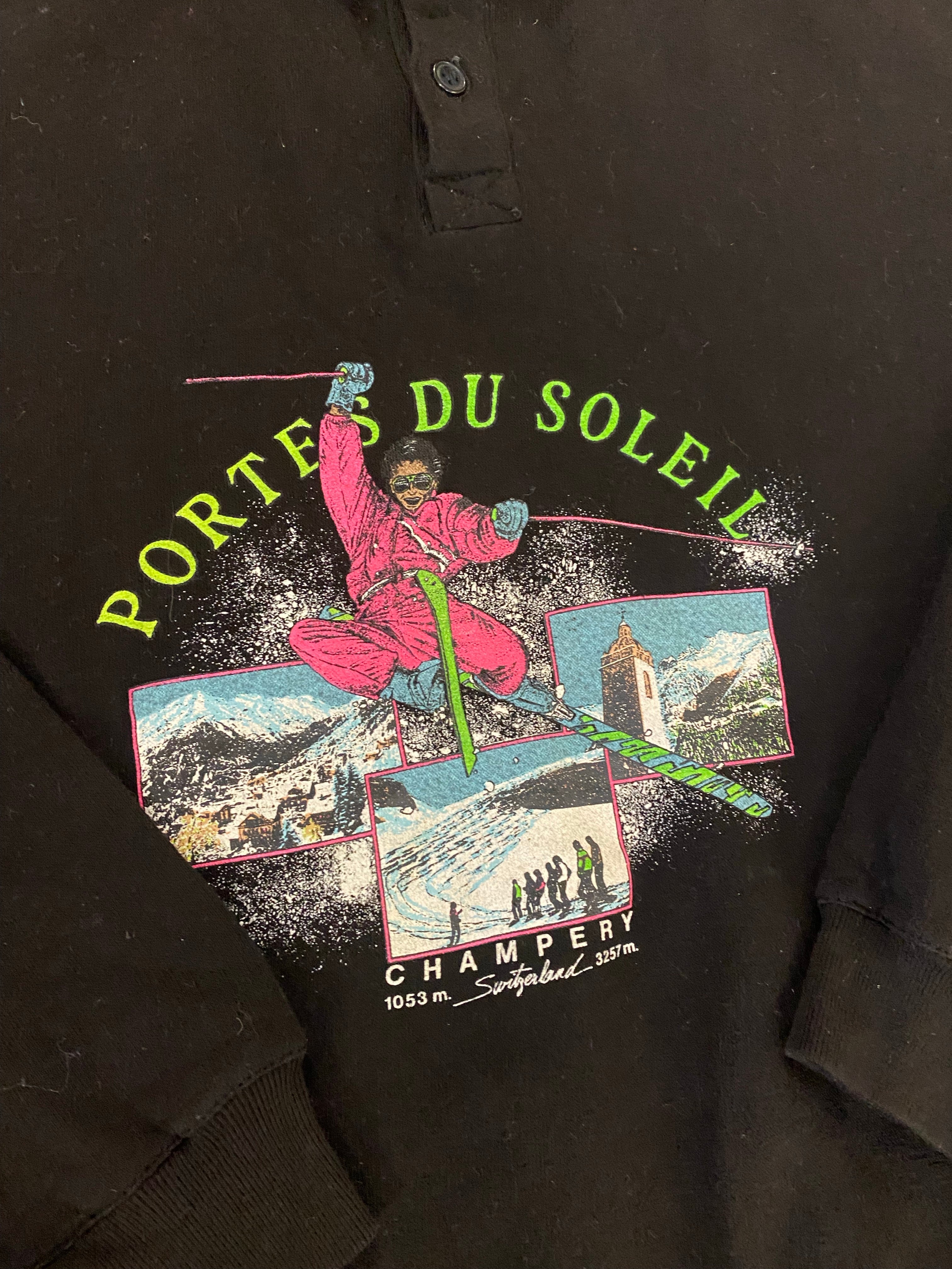 Vintage Collared Skiing Crewneck - M