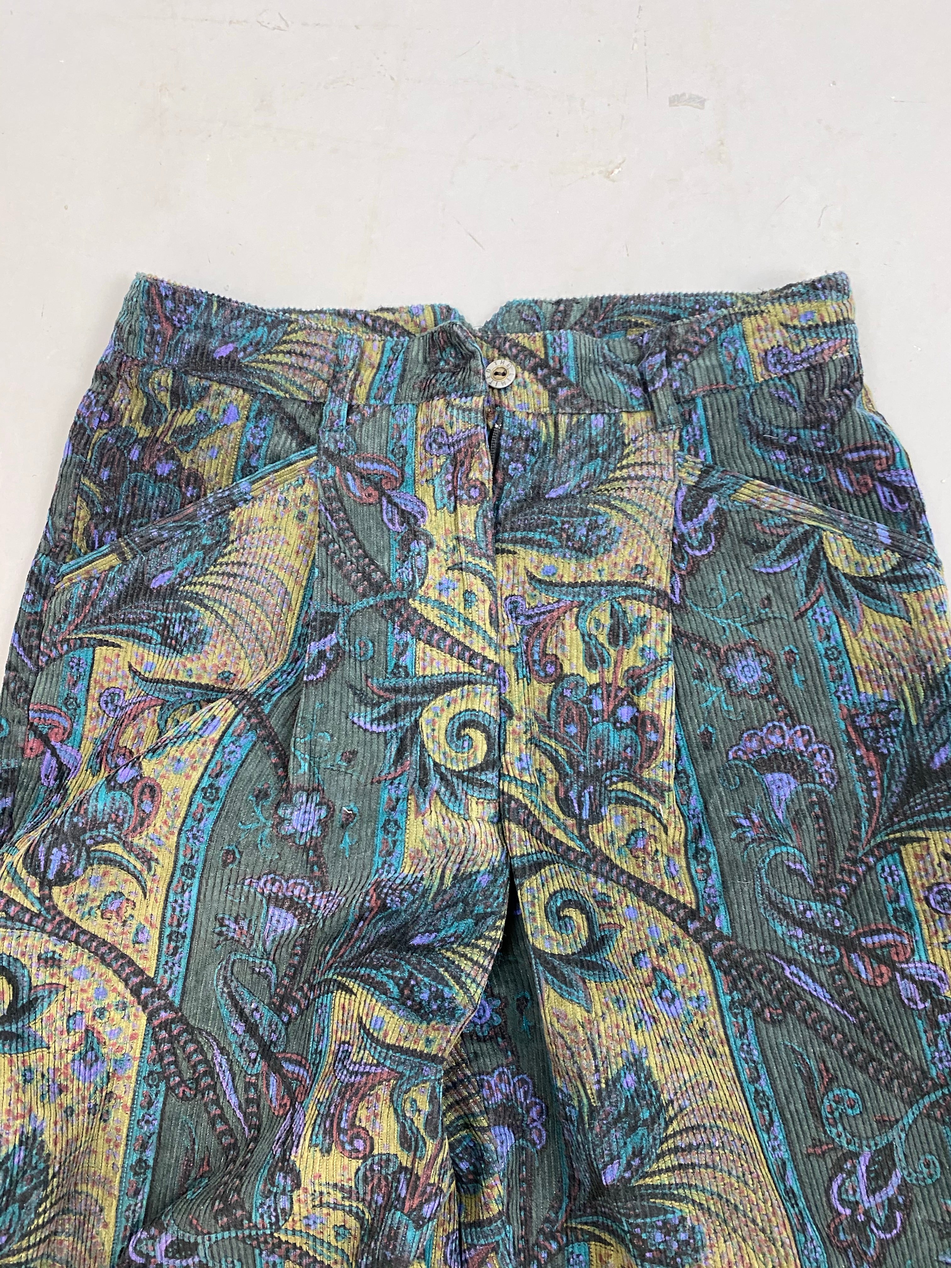 Paisley High waisted Corduroy Pants