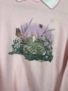 1995 embroidered Bunny collared crewneck