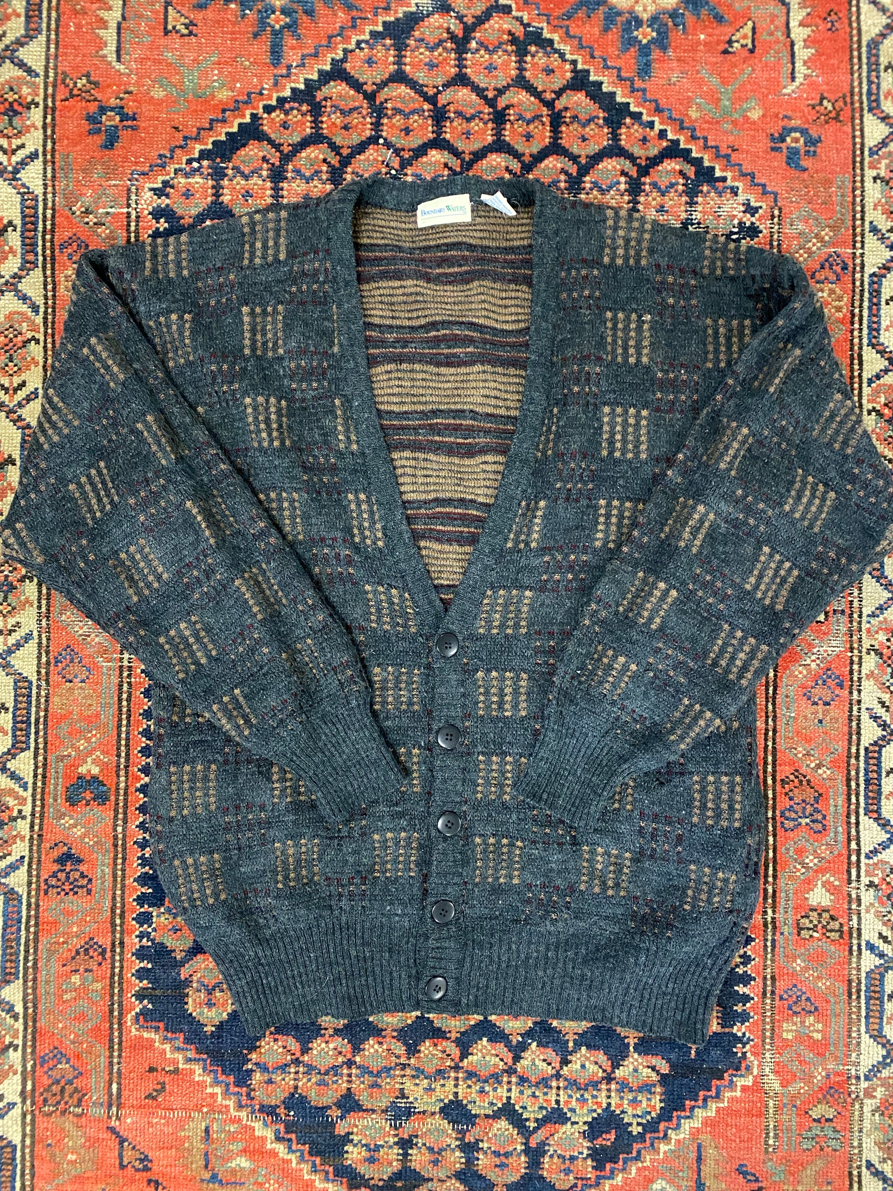 Vintage Patterned Cardigan - L