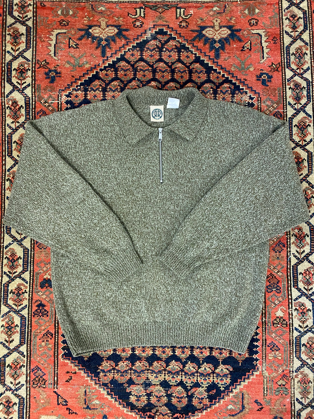 Vintage Quarter Zip Knit Sweater - XL