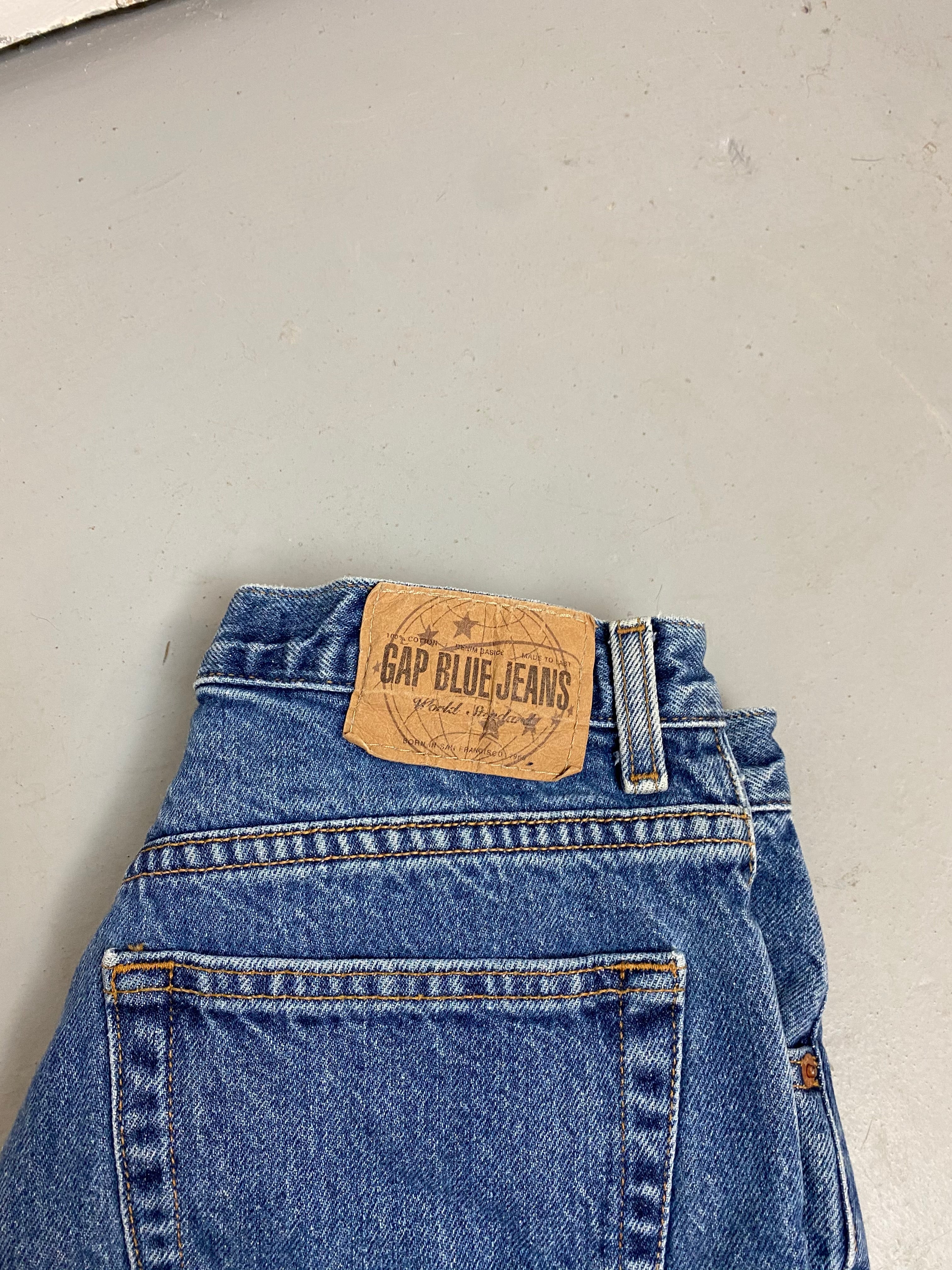 90s Frayed High Waisted Gap World Denim Shorts - 28in