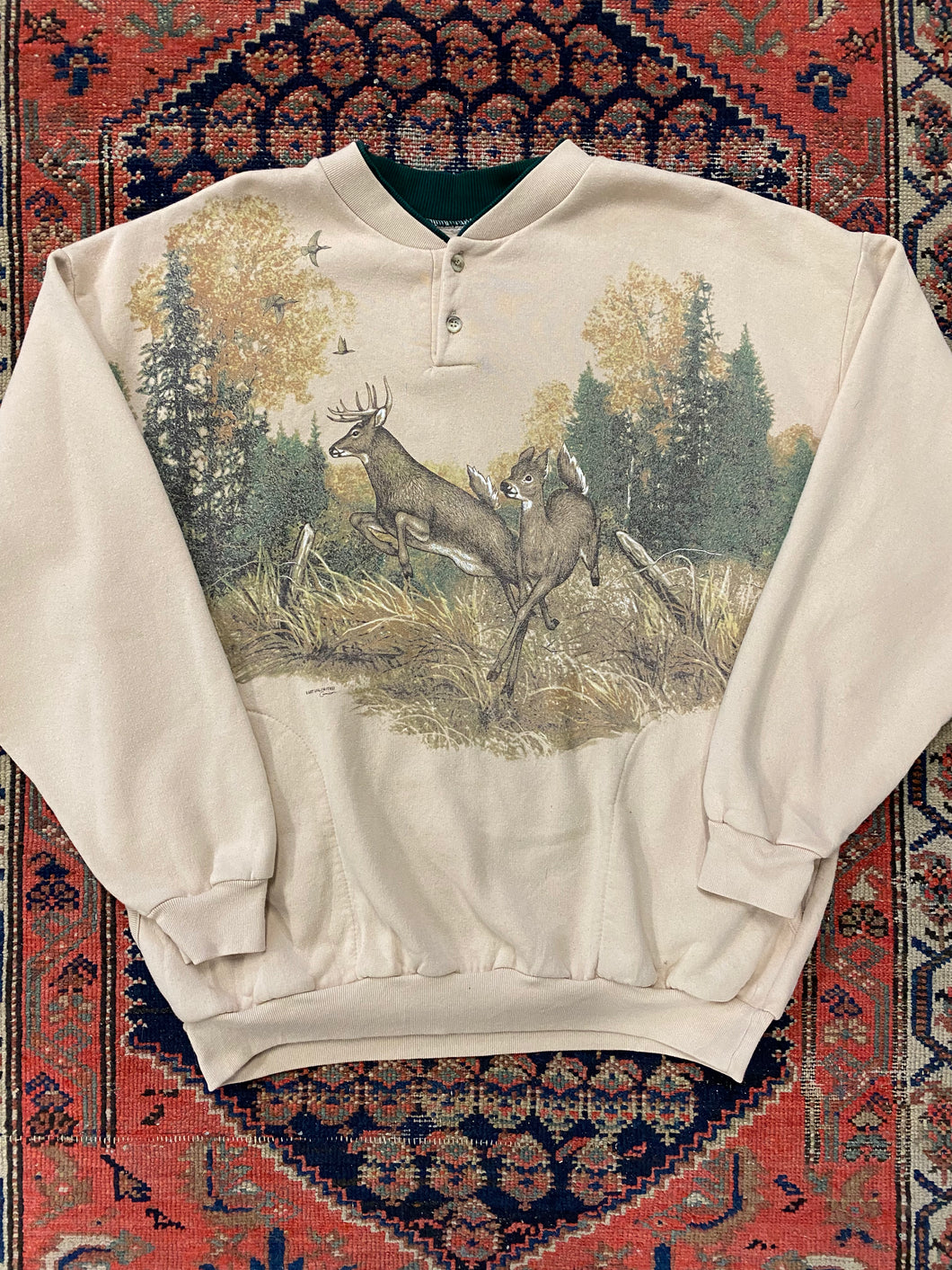 Vintage Front And Back Deer Crewneck - L