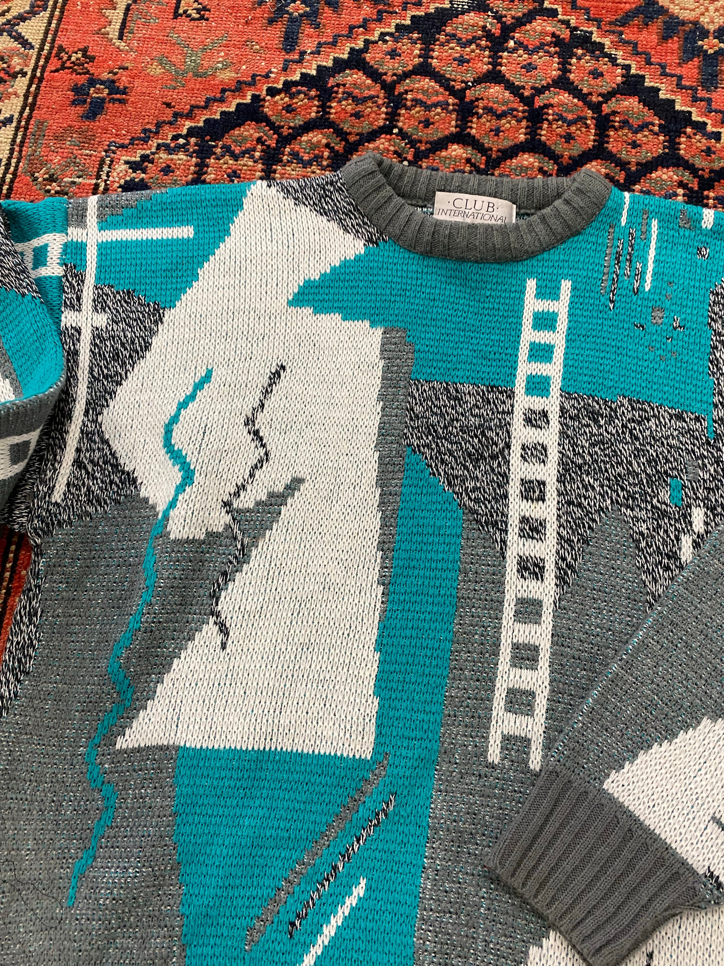 Vintage Snakes And Latter Knit Sweater - M