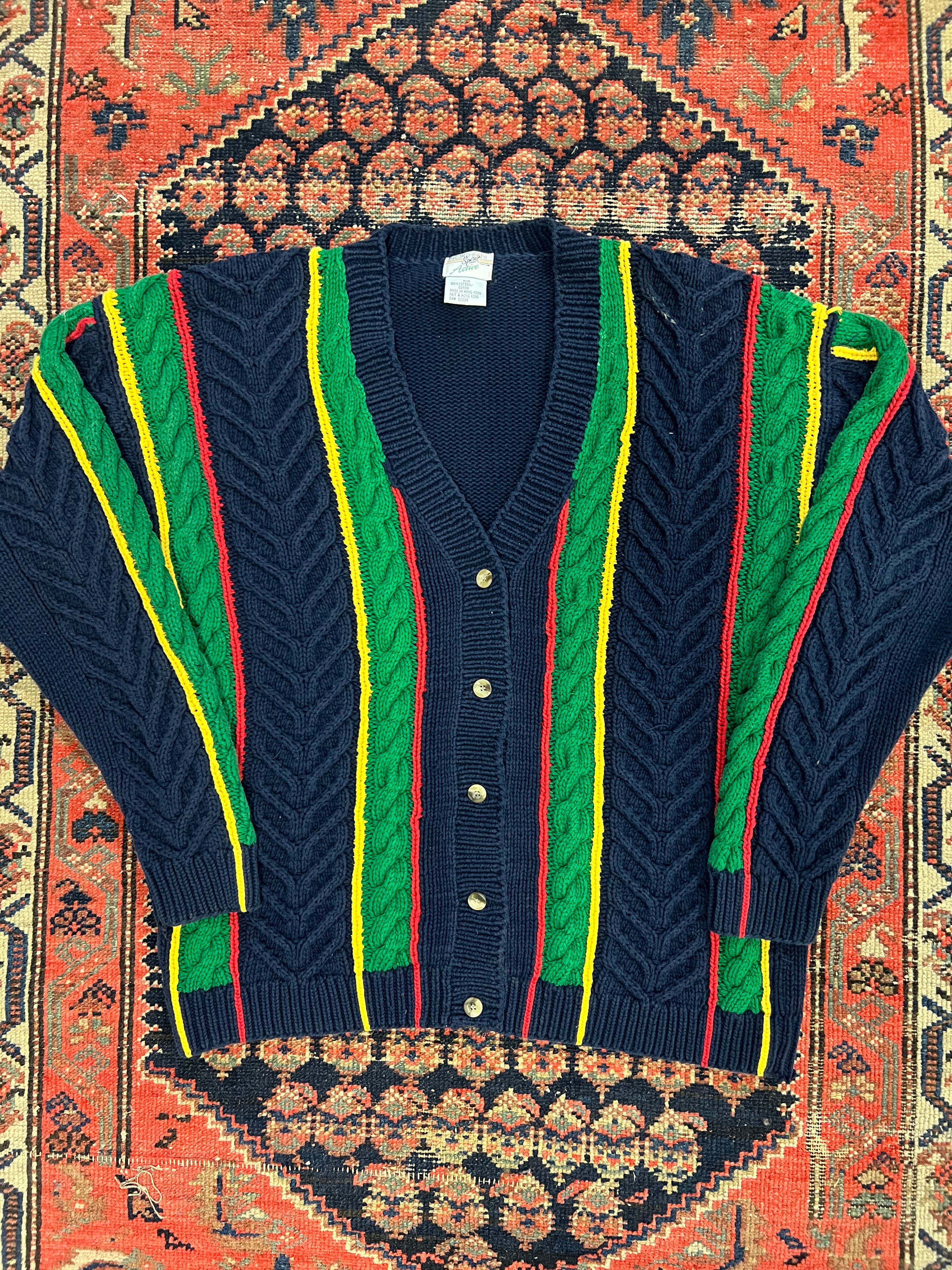 VINTAGE CABLE KNIT CARDIGAN - MEDIUM
