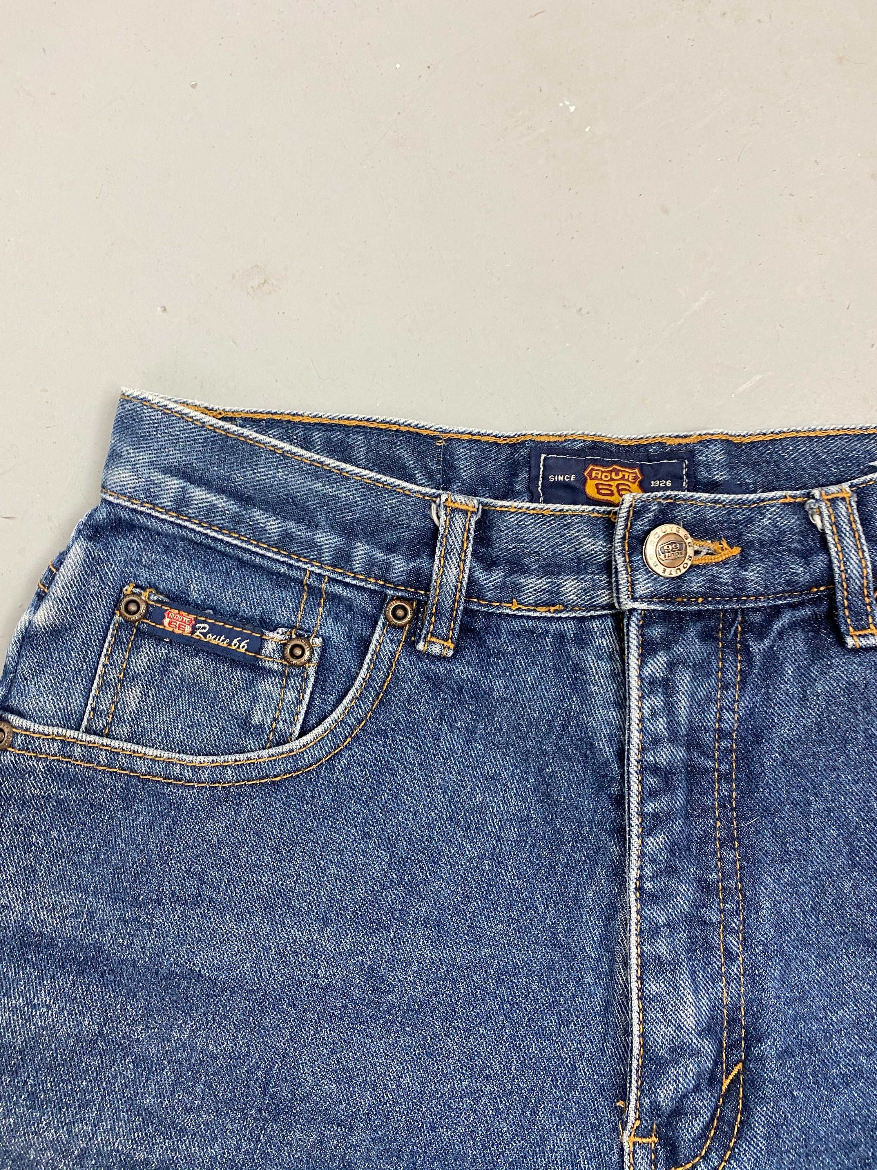 90s Route 66 high waisted denim shorts