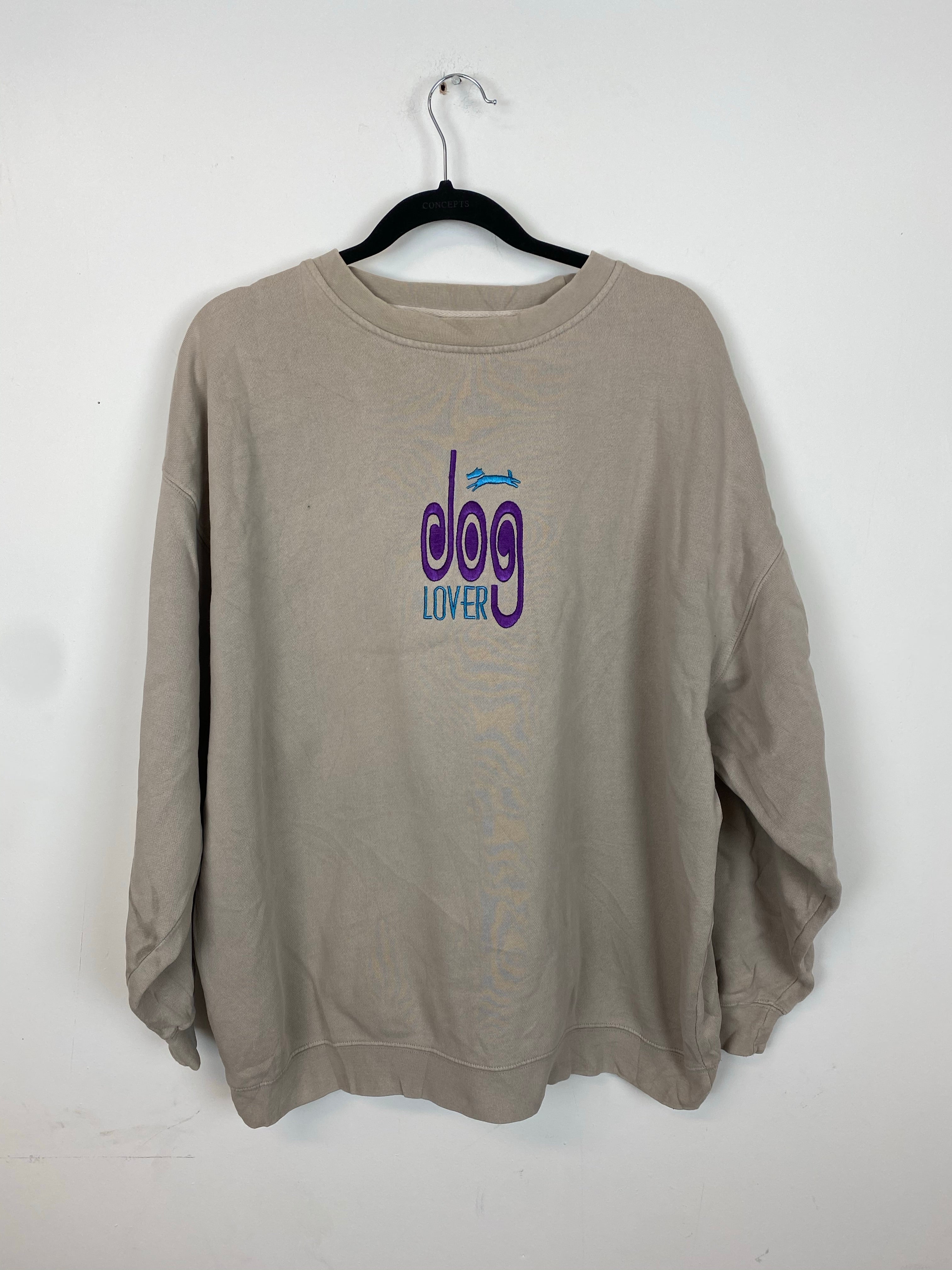 90s embroidered Dog Lover crewneck - M