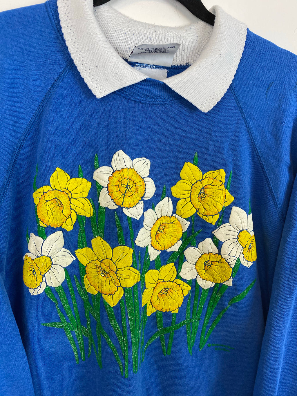 80s floral collared crewneck