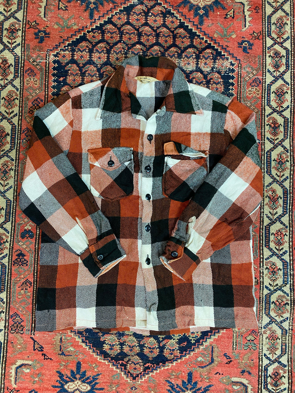 80s Plaid Button Up Jacket - L