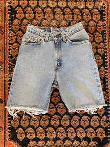 90s High Waisted Levis Frayed Denim Shorts - 25in
