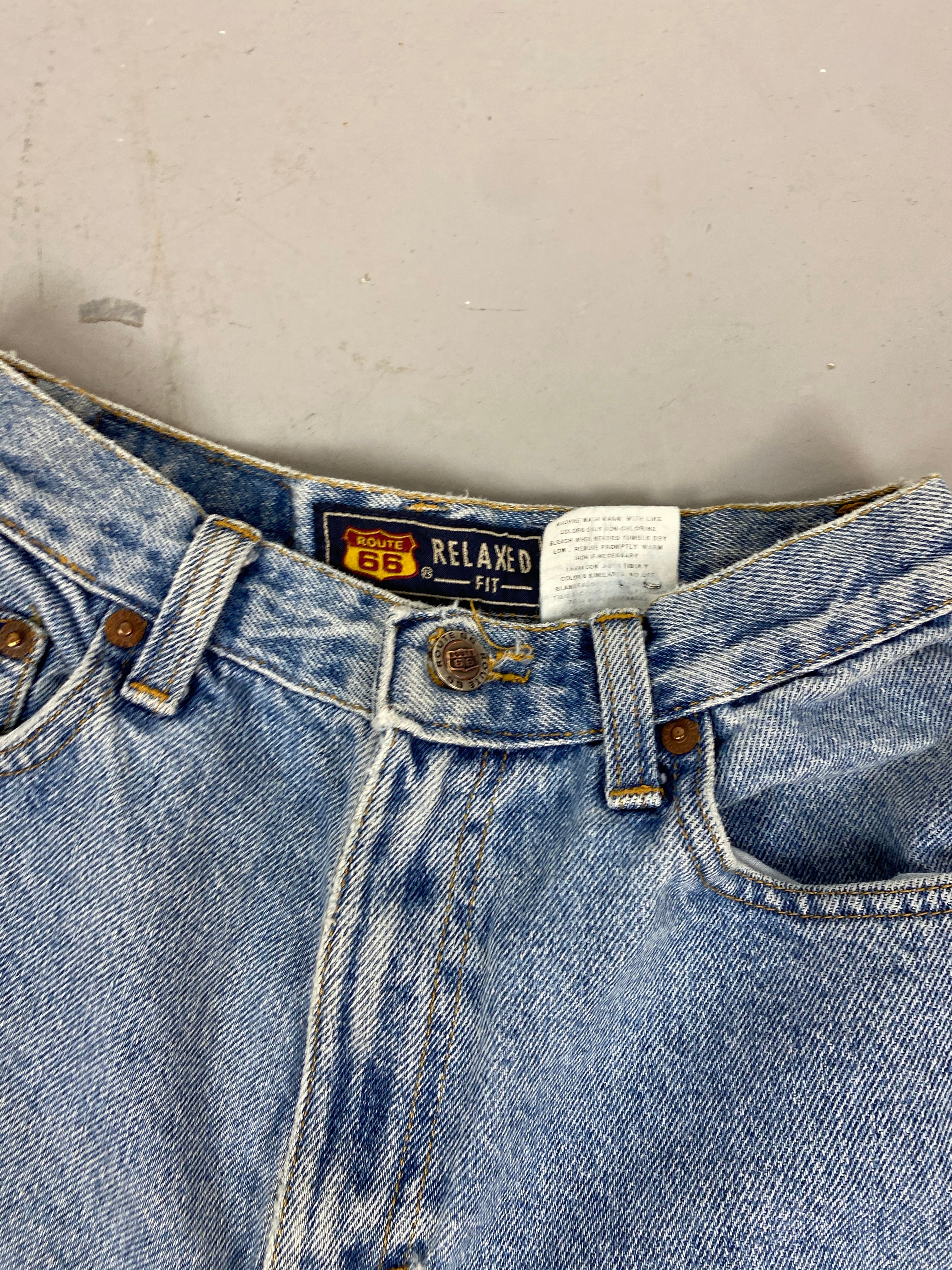 Vintage high waisted Route 66 frayed Denim shorts - 24in
