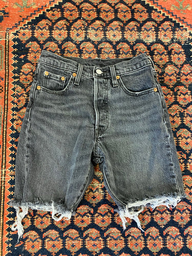 Vintage High Waisted Levis Frayed Denim Shorts - 25in