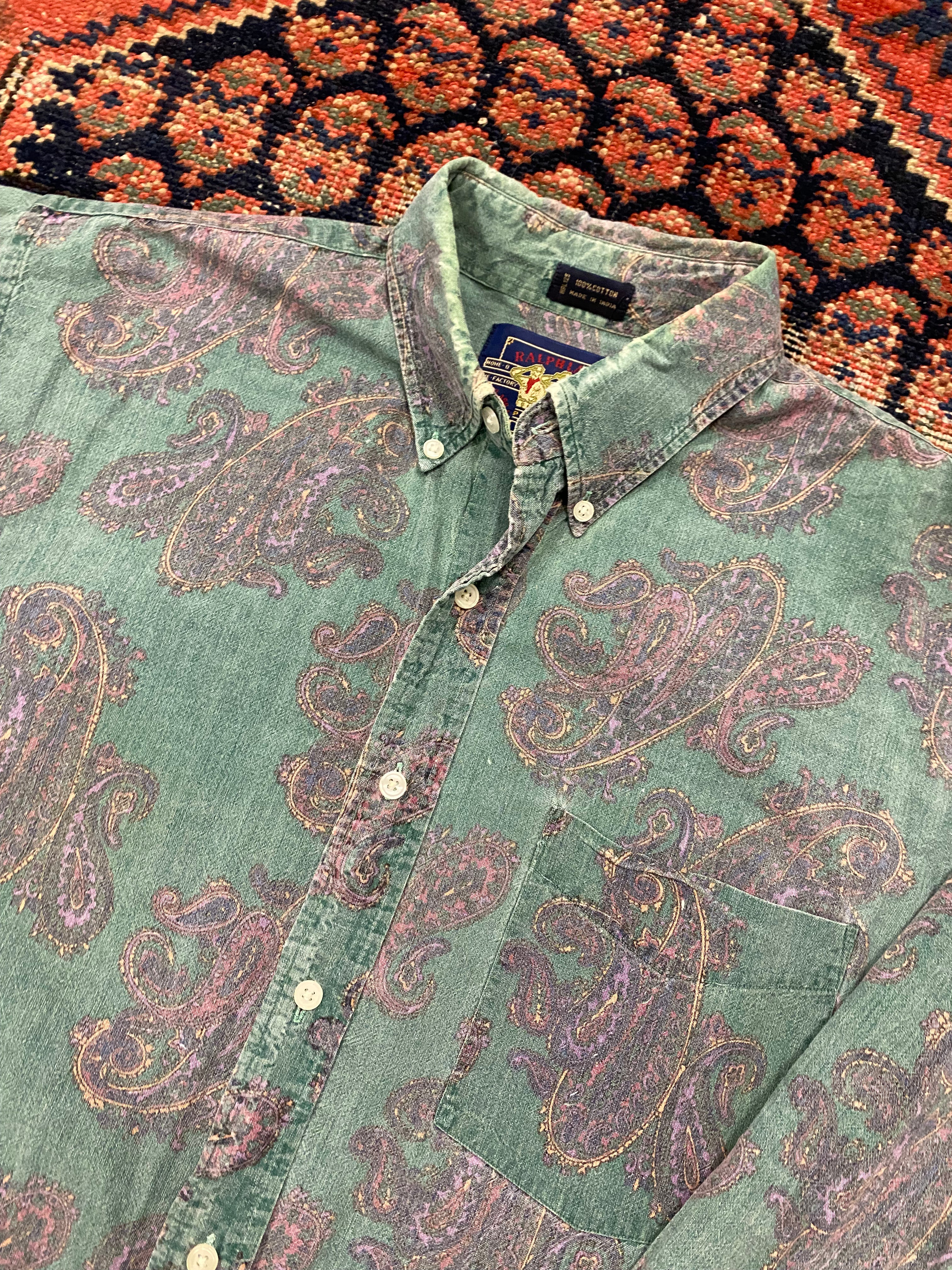 90s Paisley Button Up Shirt - L