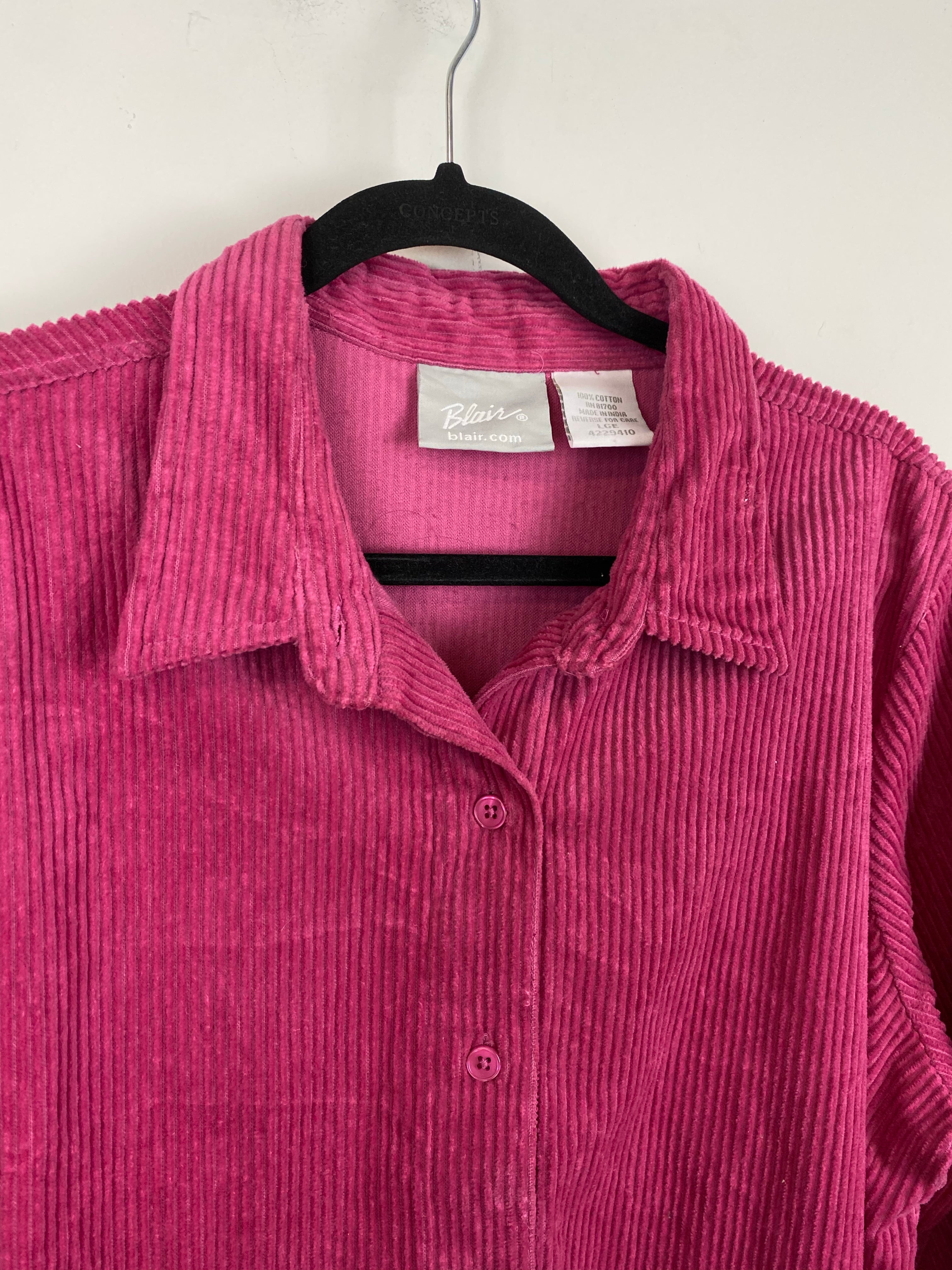 Vintage Pink corduroy button up - L