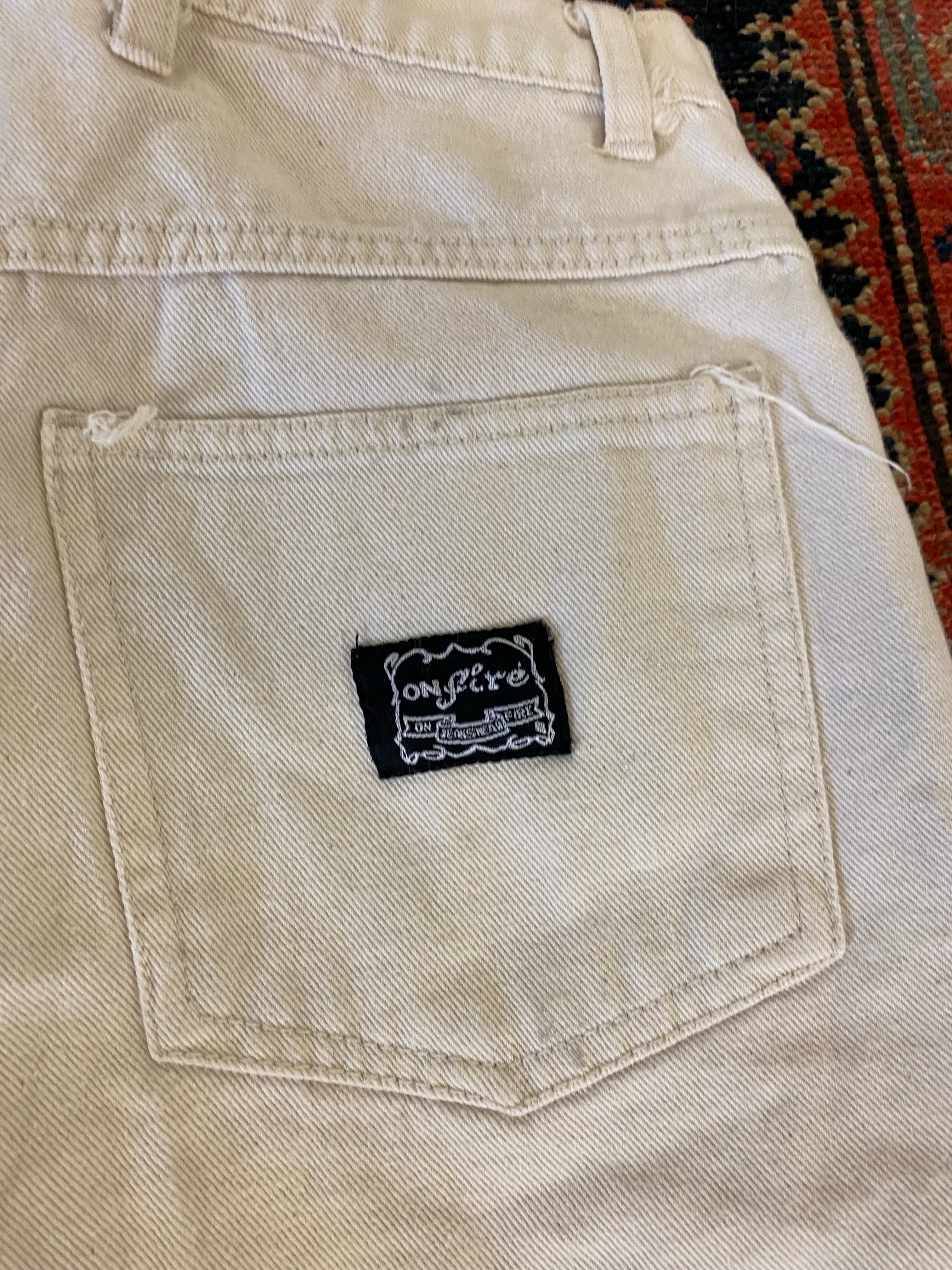 Vintage High Waisted Hemmed Tanned Denim Shorts - 27in