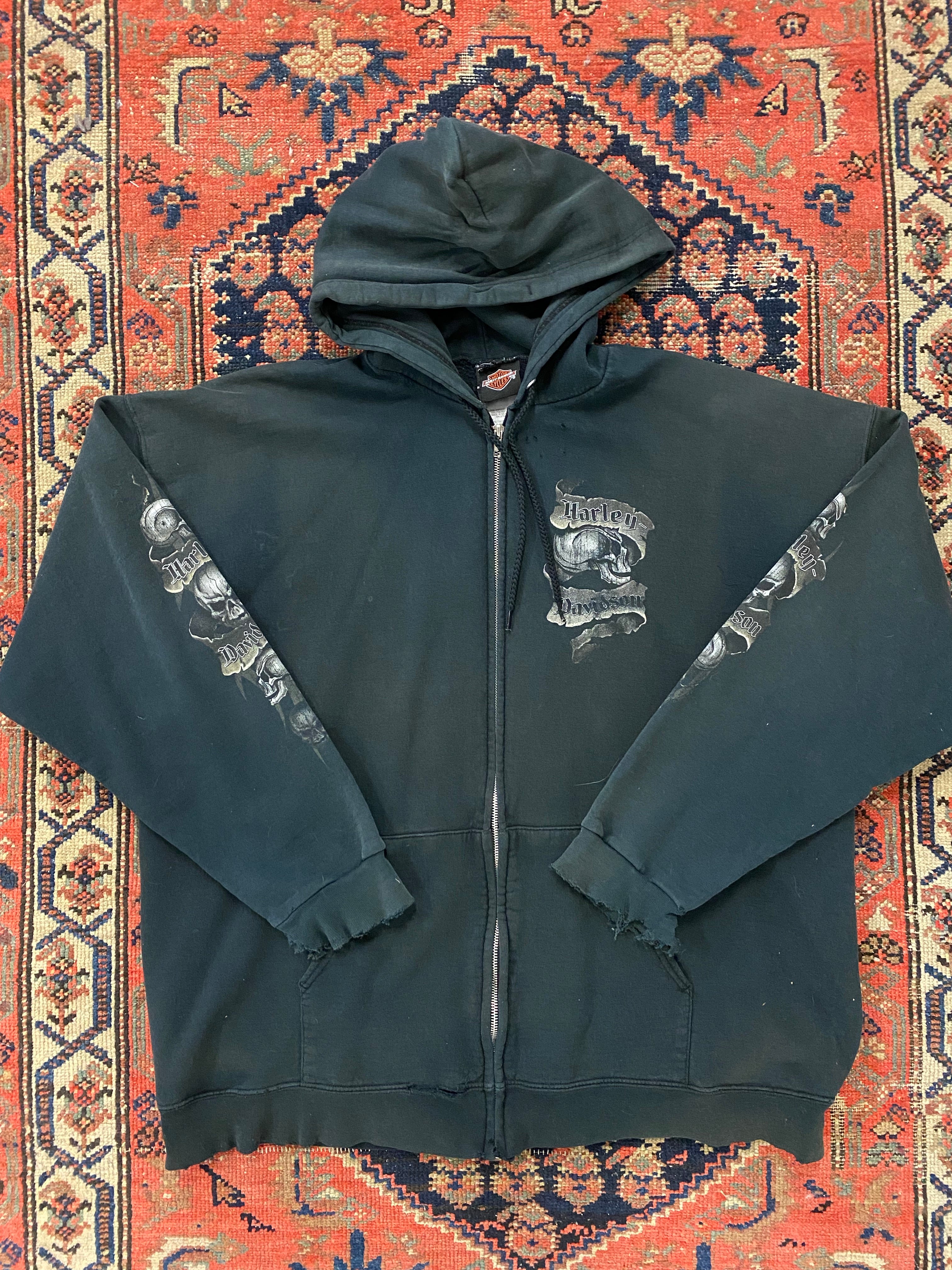 Vintage Harley Davidson Full Zip Hoodie - L/XL