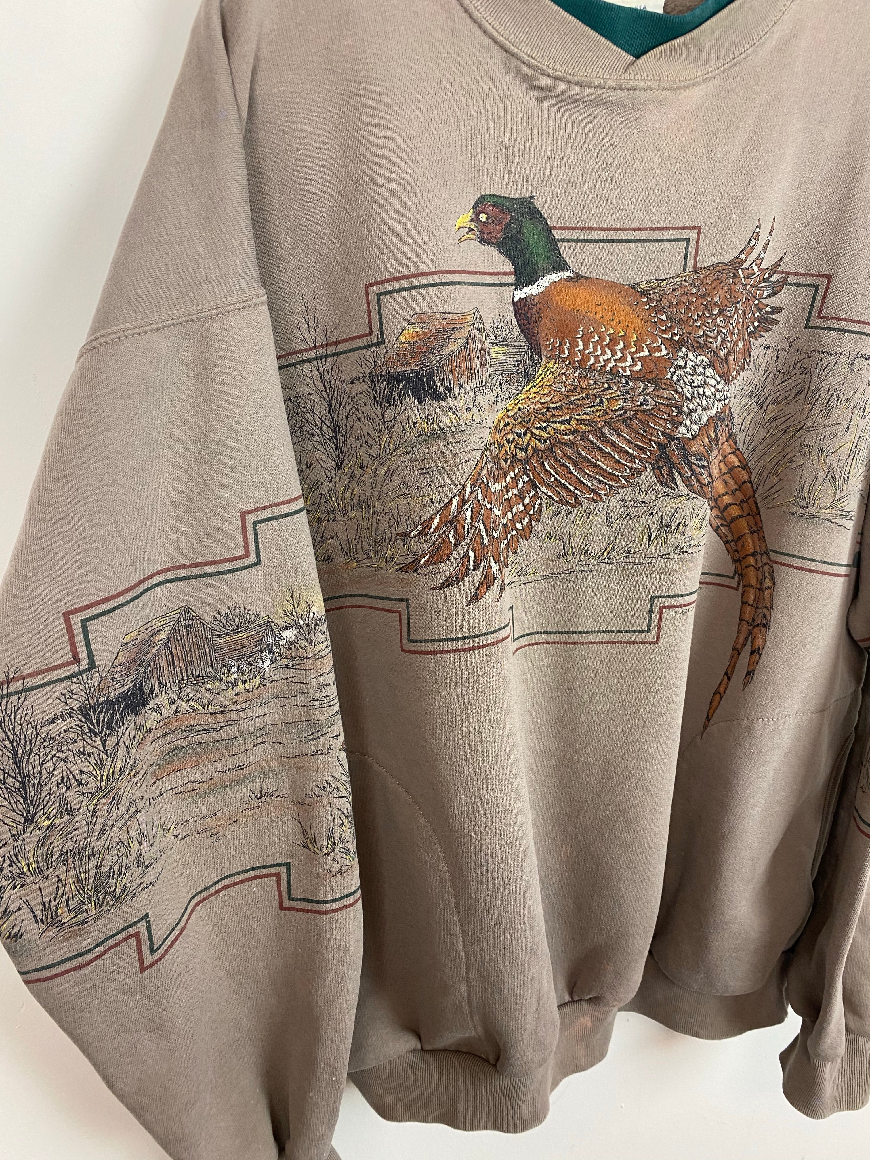 90s turkey all over print crewneck - M