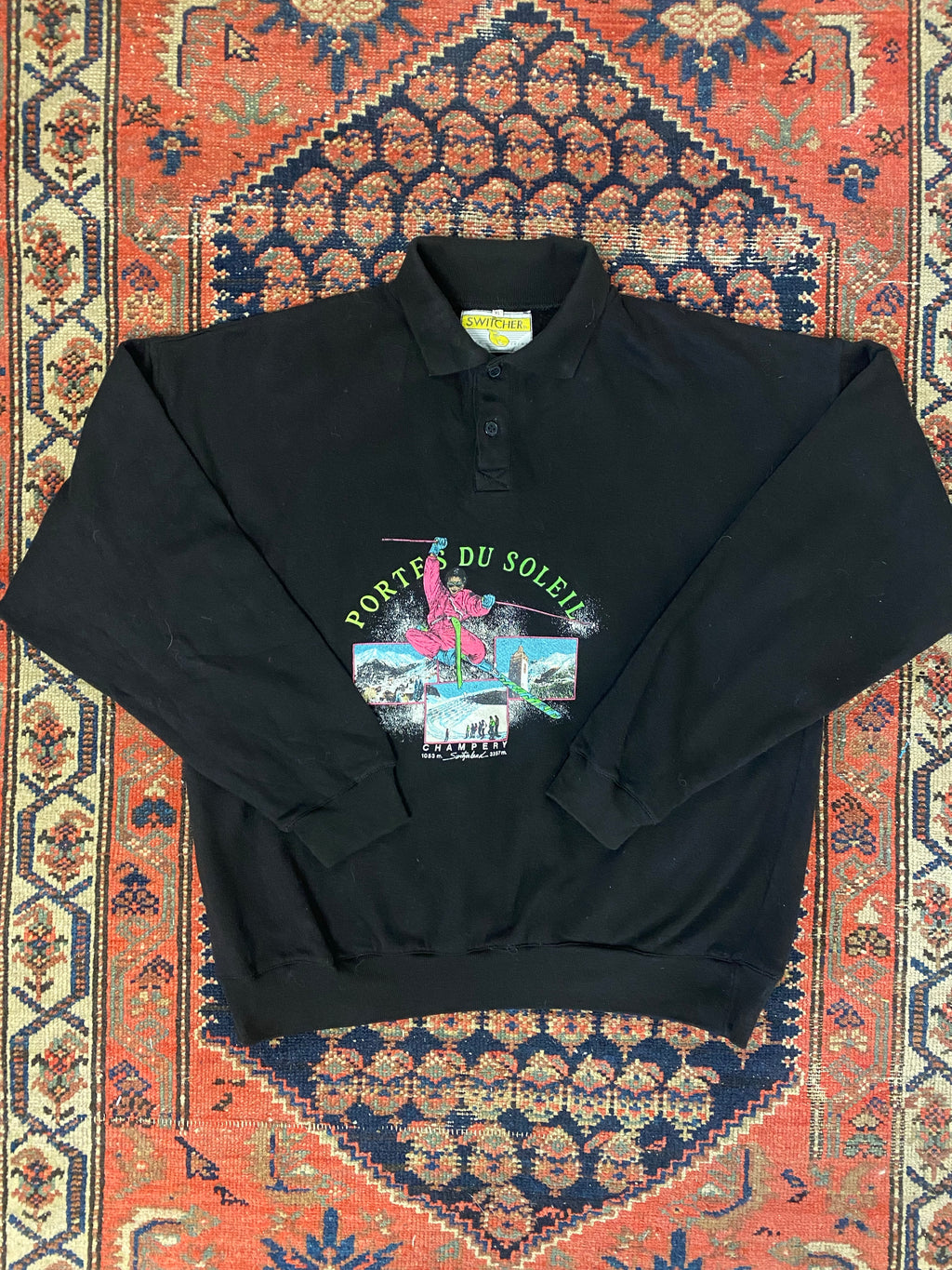 Vintage Collared Skiing Crewneck - M