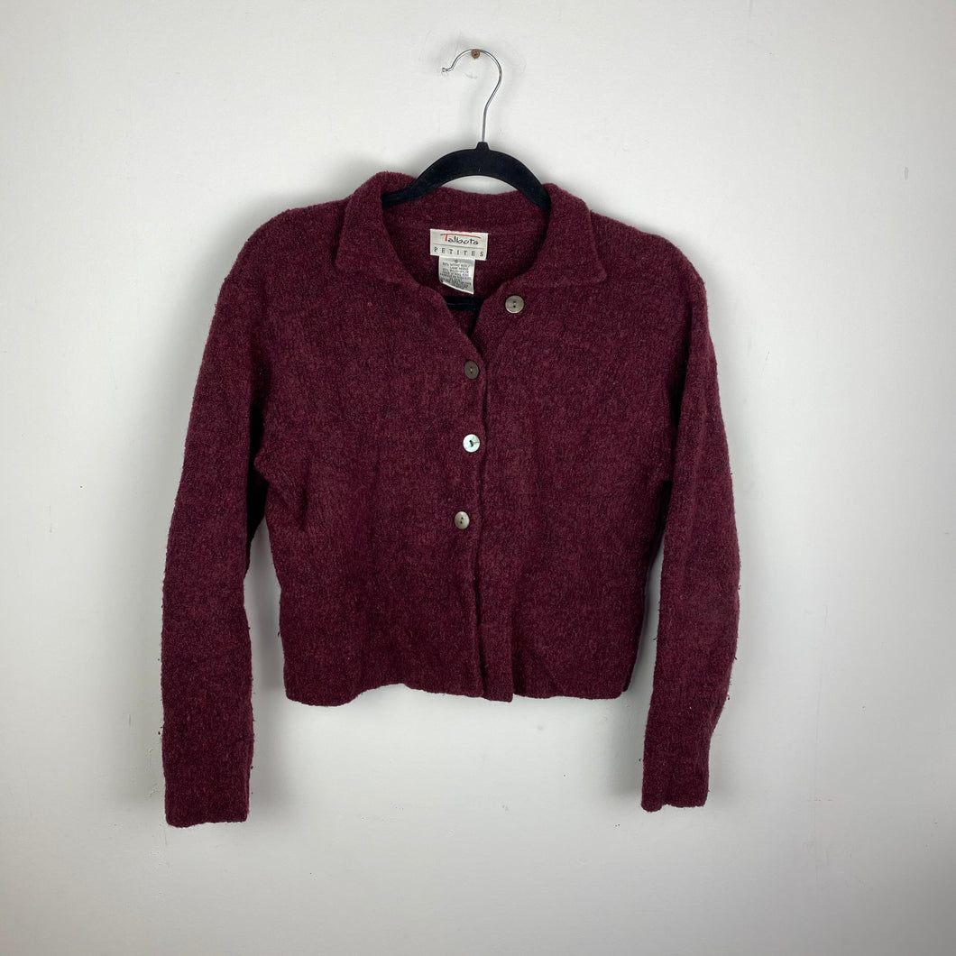 Cropped wool front button