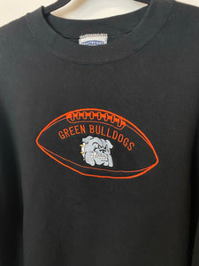 Vintage Embroidered Green Bulldogs Crewneck - L