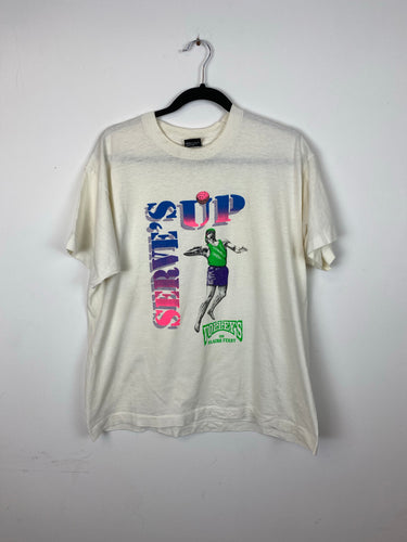 Paper thin serves up t shirt