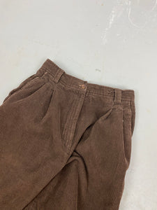 Chocolate brown pleated corduroy trousers