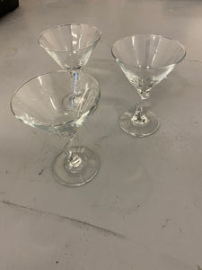 Set of three vintage martini glasses