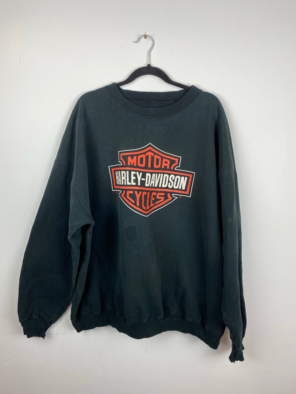 Thrashed oversized Harley Davidson crewneck