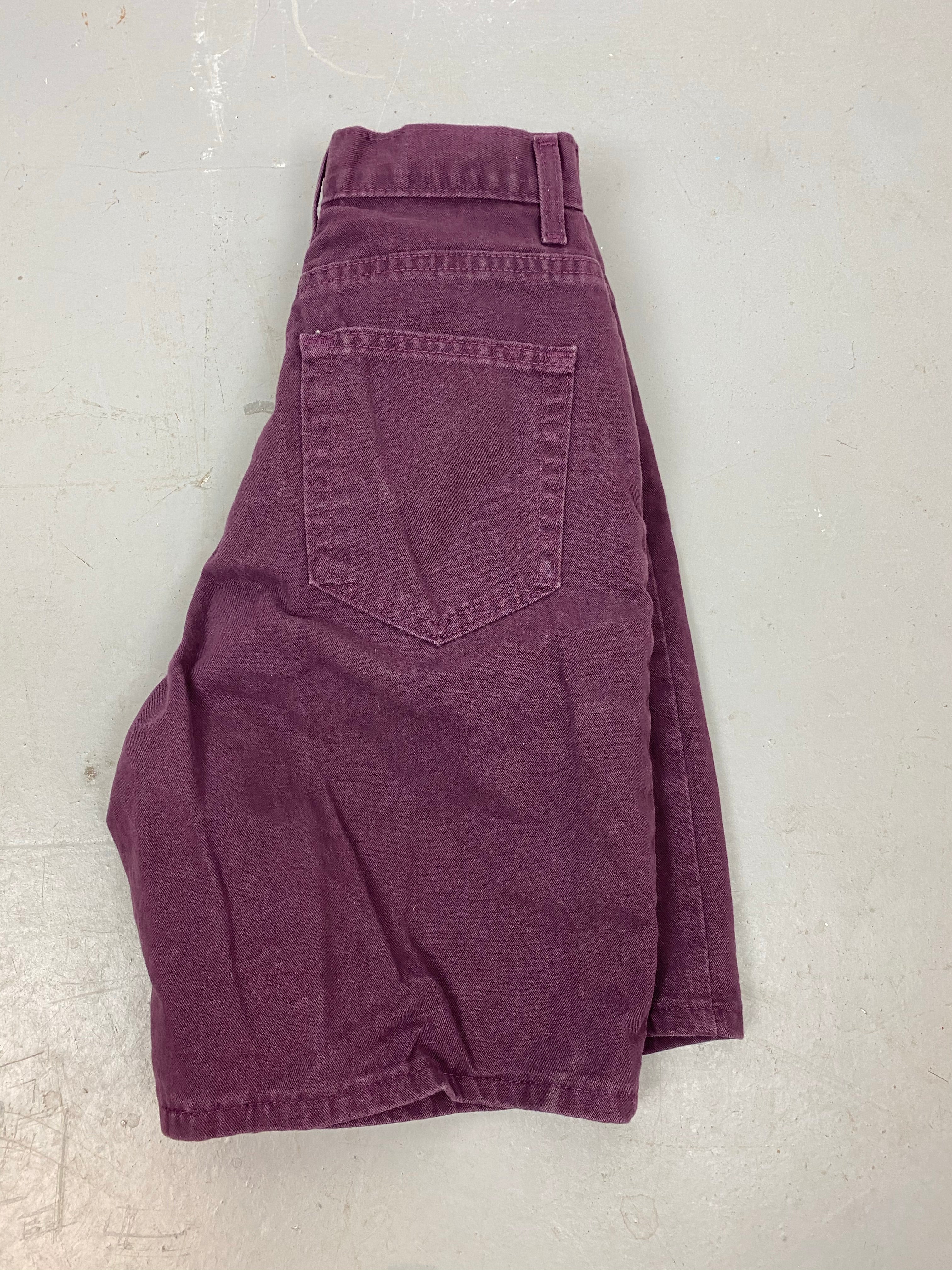 90s Burgundy High Waisted Denim Shorts - 25in