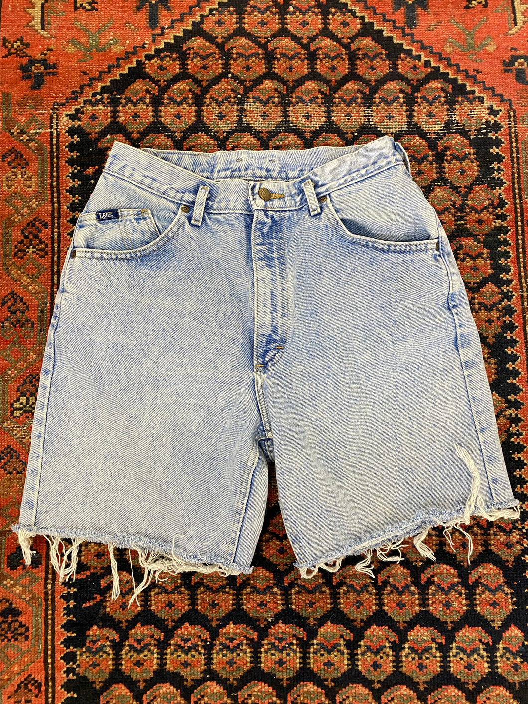 Vintage Lee High Waisted Frayed Denim Shorts - 29in